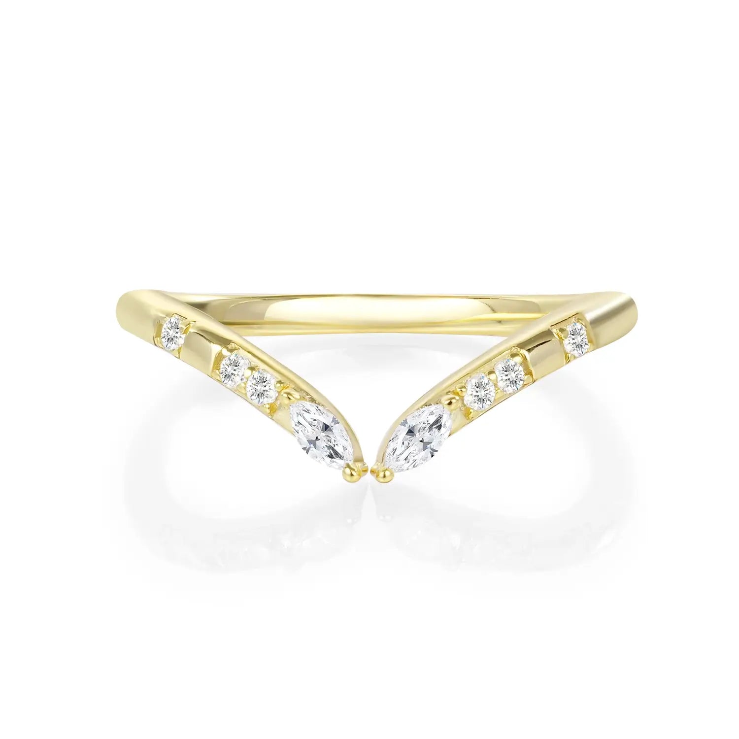 Marquies Cut Moissanite Wedding Band Open Stacking Ring