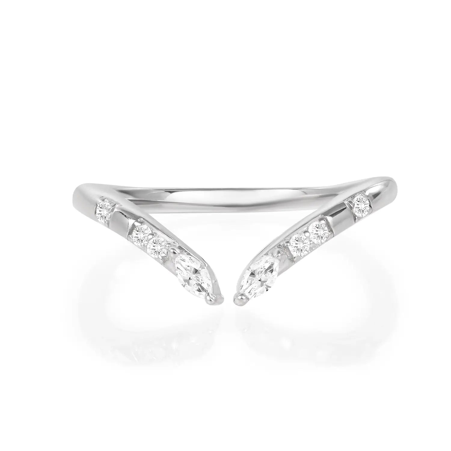 Marquies Cut Moissanite Wedding Band Open Stacking Ring
