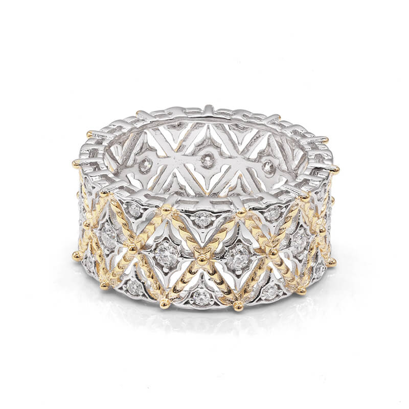 Round Cut Moissanite Buccellati Fashion Ring