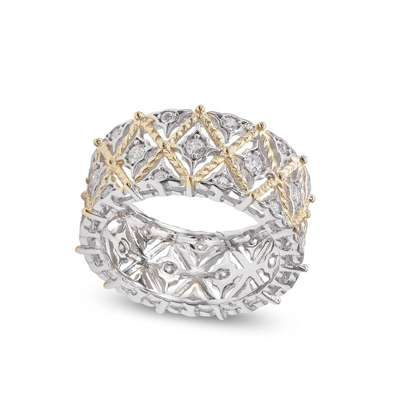 Round Cut Moissanite Buccellati Fashion Ring