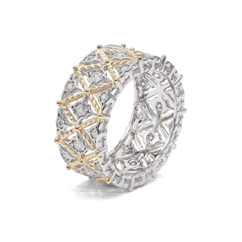 Round Cut Moissanite Buccellati Fashion Ring