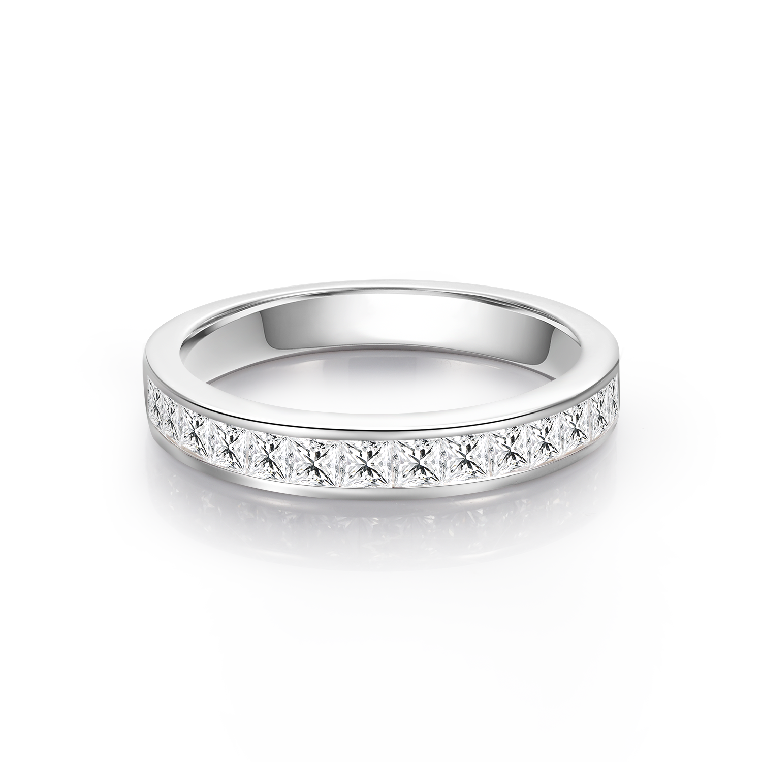 2*2MM Channel Prong Half Circle Moissanite Eternity Band