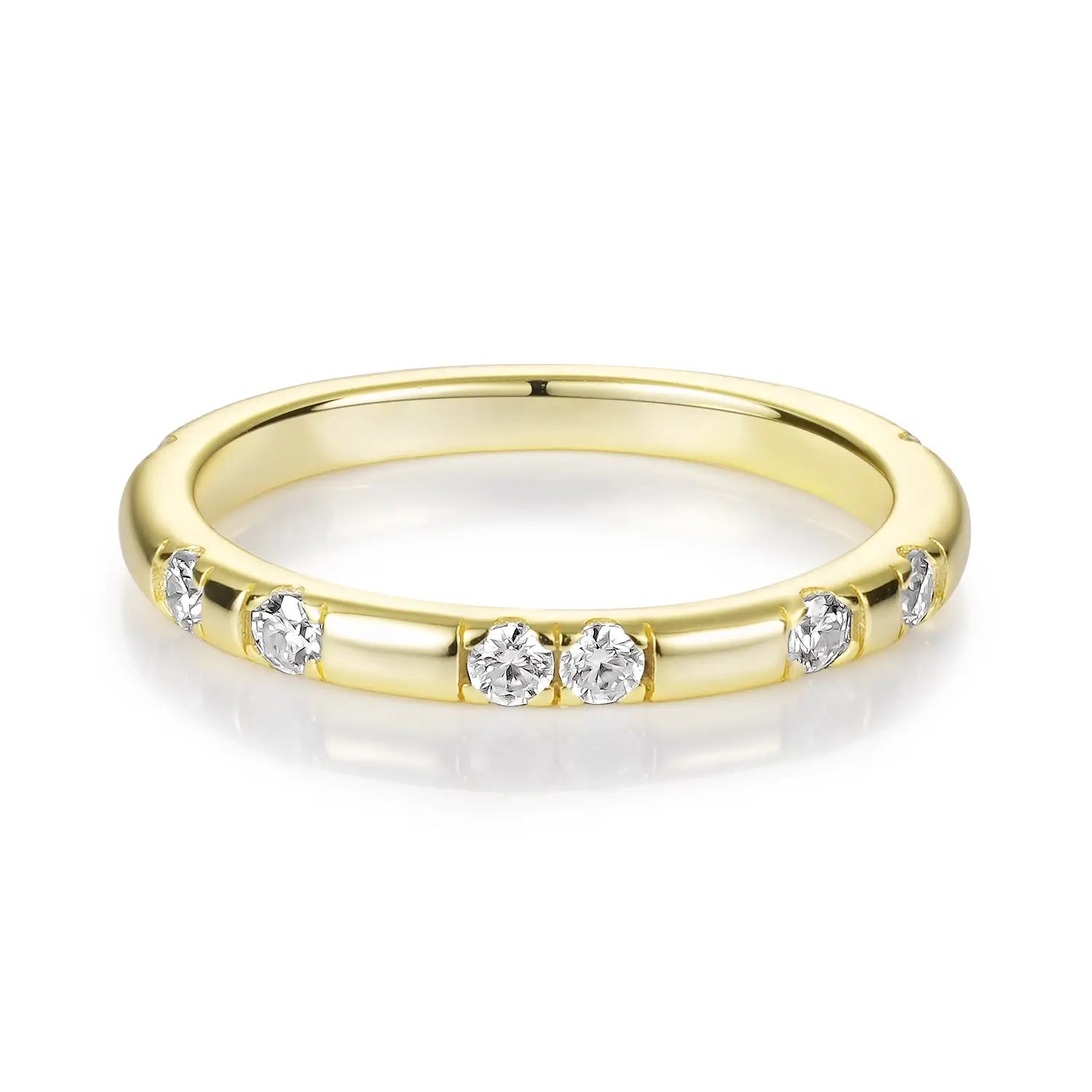 14k White Gold Sporadically Set Natural Diamond Wedding Band