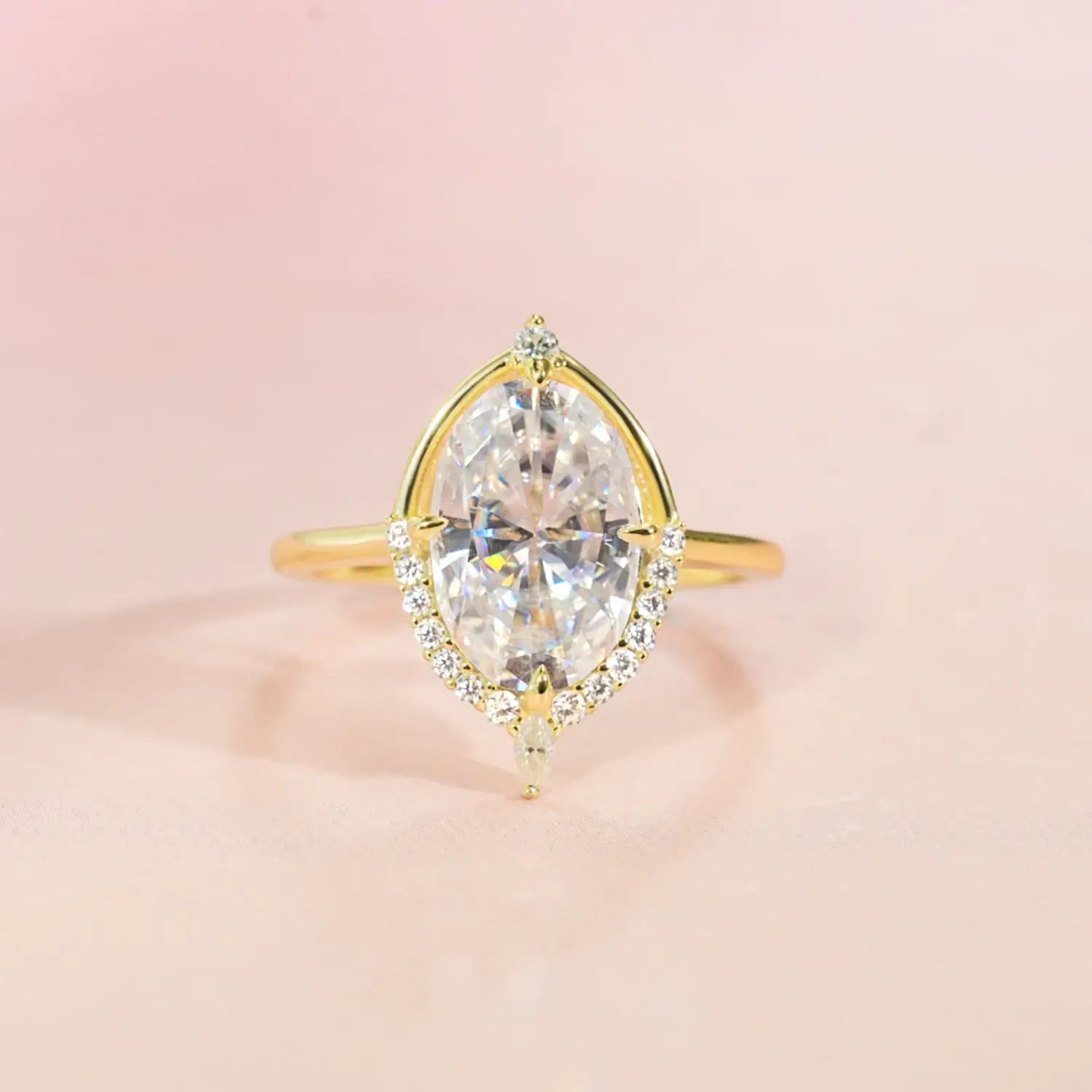 14K Gold Plated Unique Halo Vintage Diamond Engagement Ring