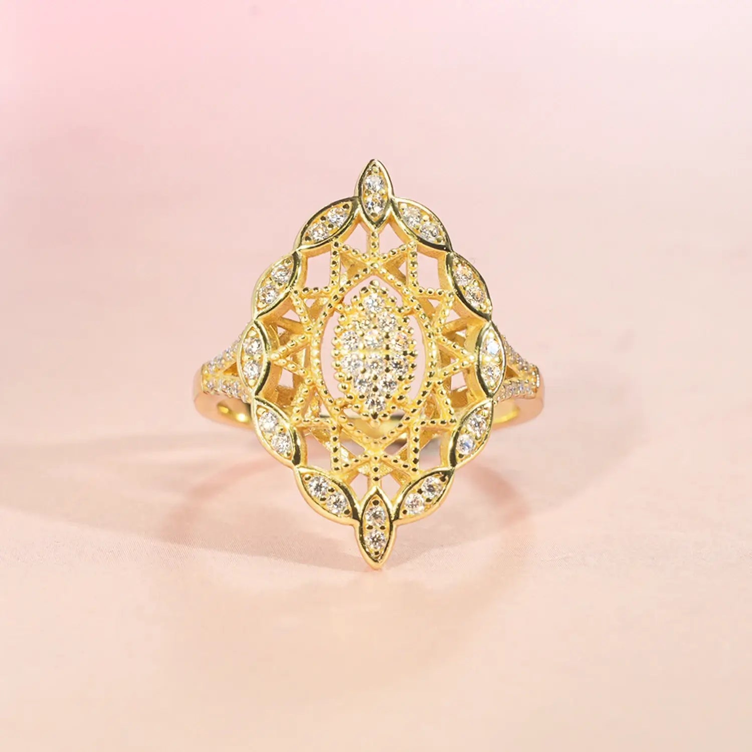 Vintage Elegance Art Deco Braided hollow Design Diamond Ring Split Shank Accent