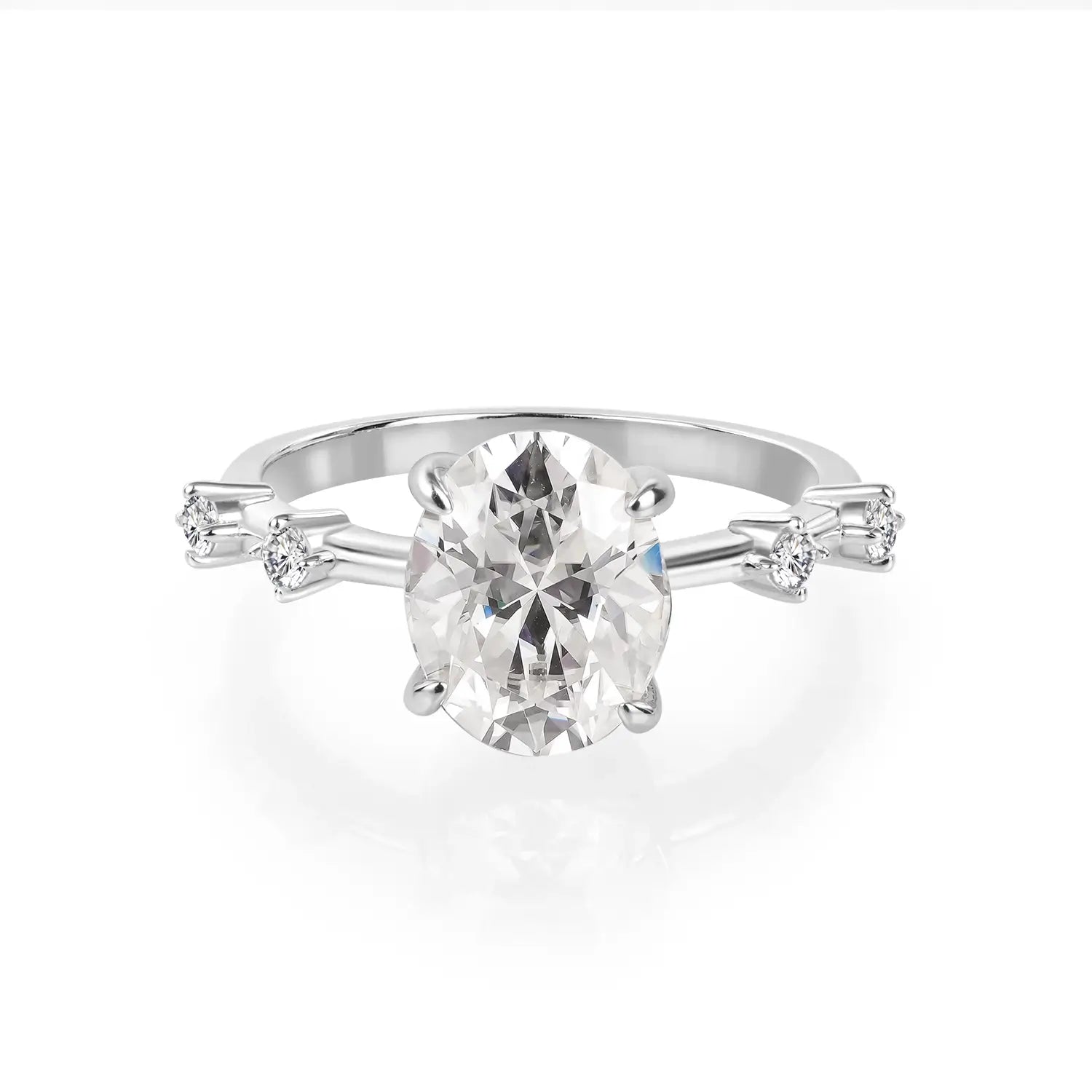 14K Gold Plated 3CT Oval Cut Moissanite Engagement Ring Antique Distance Wedding Band