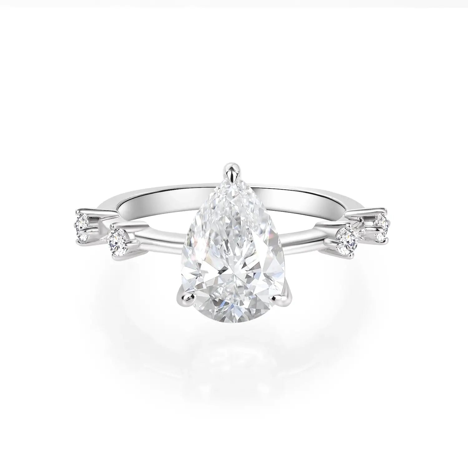 14K Gold Plated 2CT Pear Cut Moissanite Engagement Ring Antique Distance Wedding Band