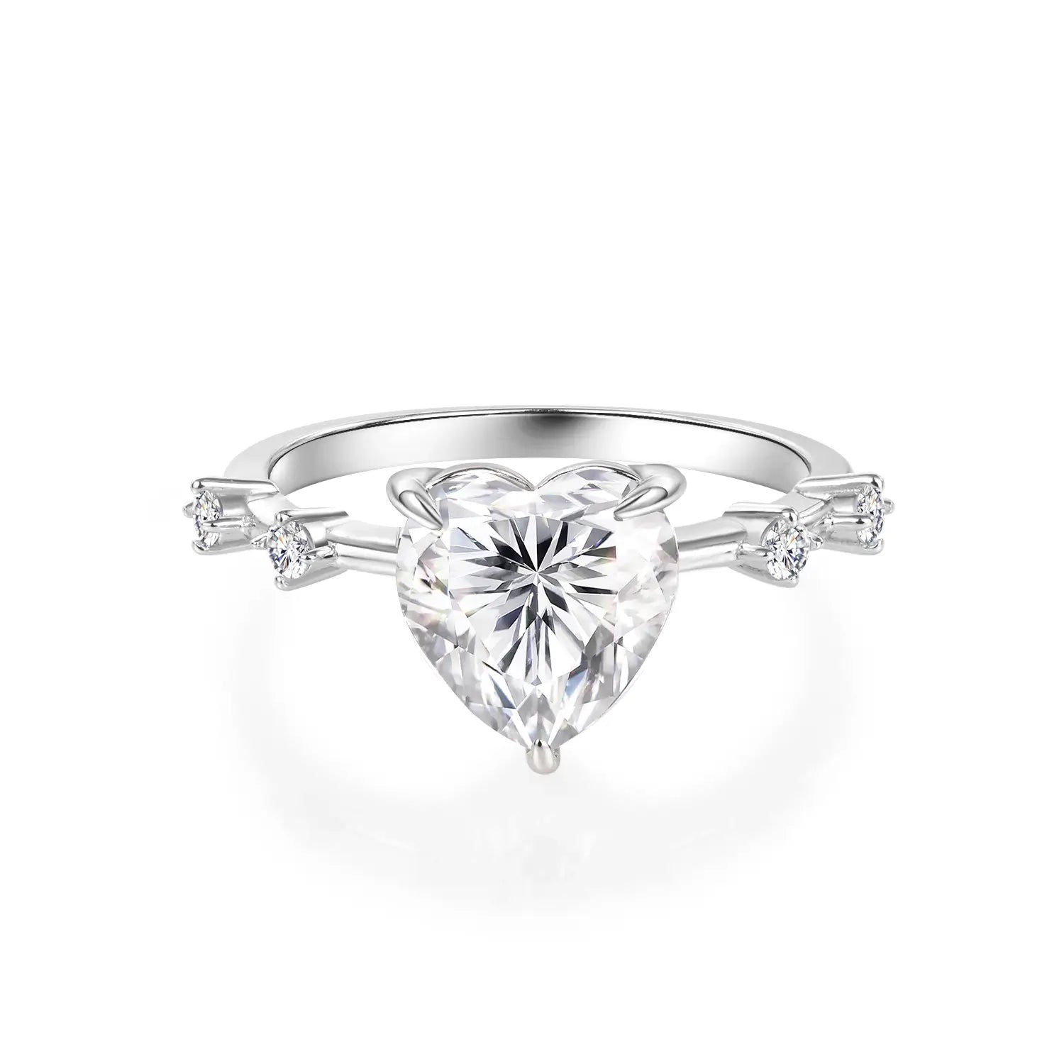 14K Gold Plated Heart Cut Moissanite Engagement Ring Antique Distance Wedding Band