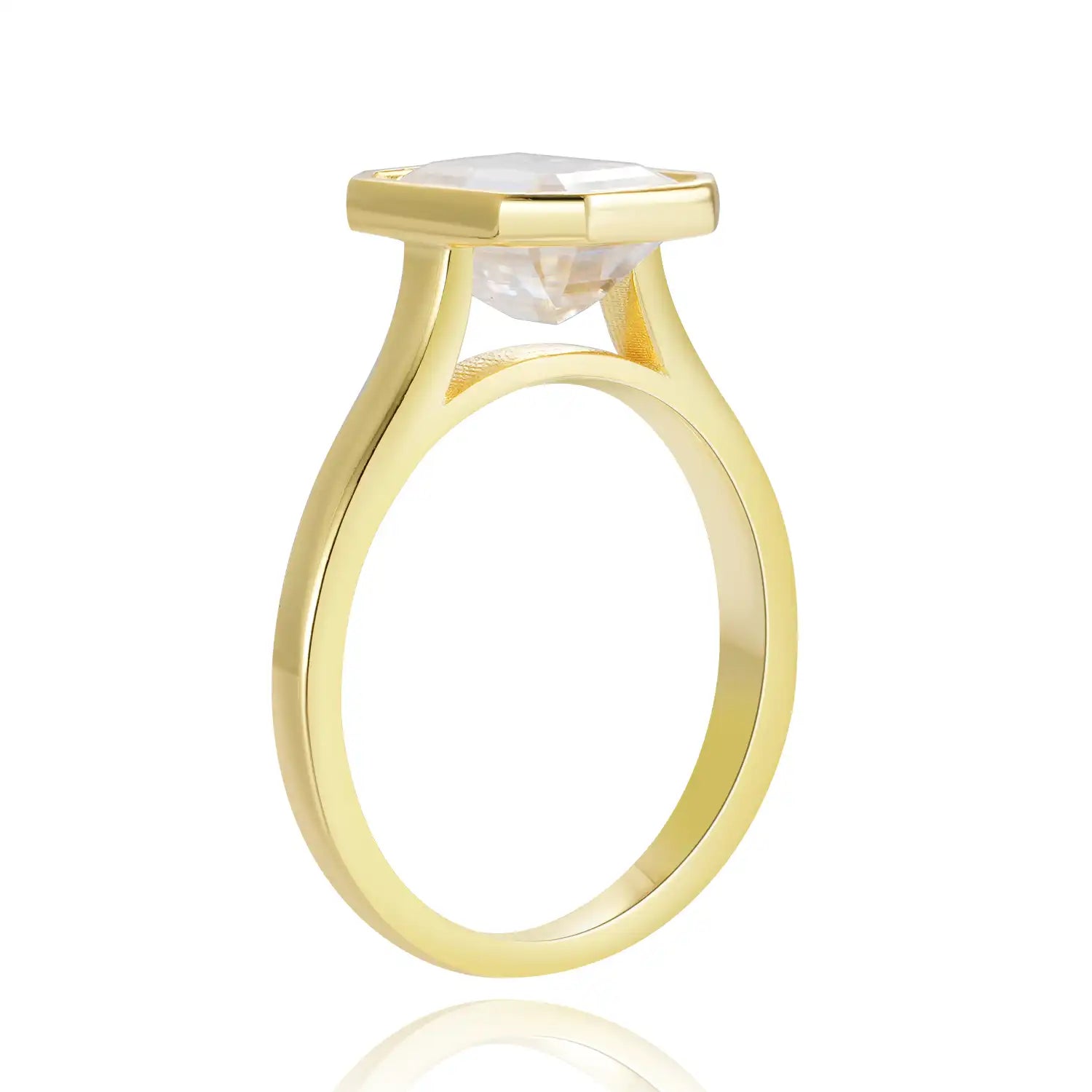 Bezel Set Engagement Ring with 3CT Emerald Cut Diamond
