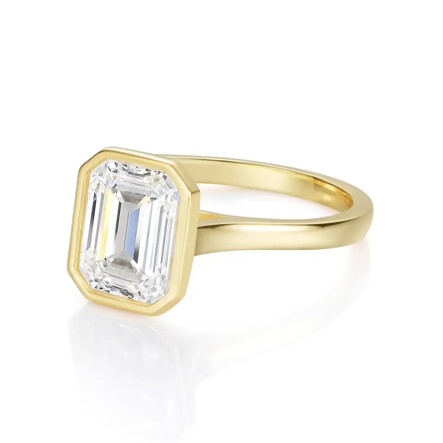 Bezel Set Engagement Ring with 3CT Emerald Cut Diamond