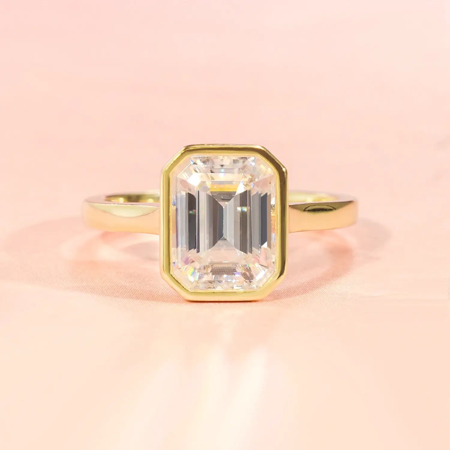 Bezel Set Engagement Ring with 3CT Emerald Cut Diamond