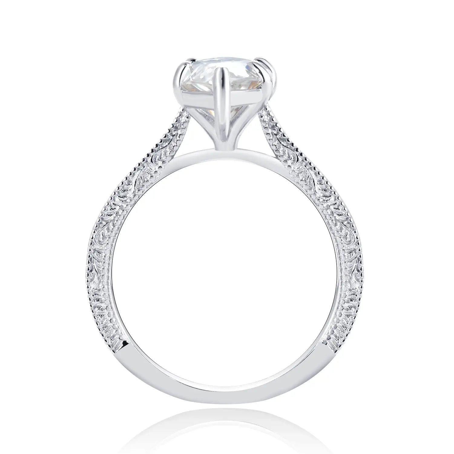 2.5CT Marquise Cut Moissanite Diamond Engraved Engagement Ring