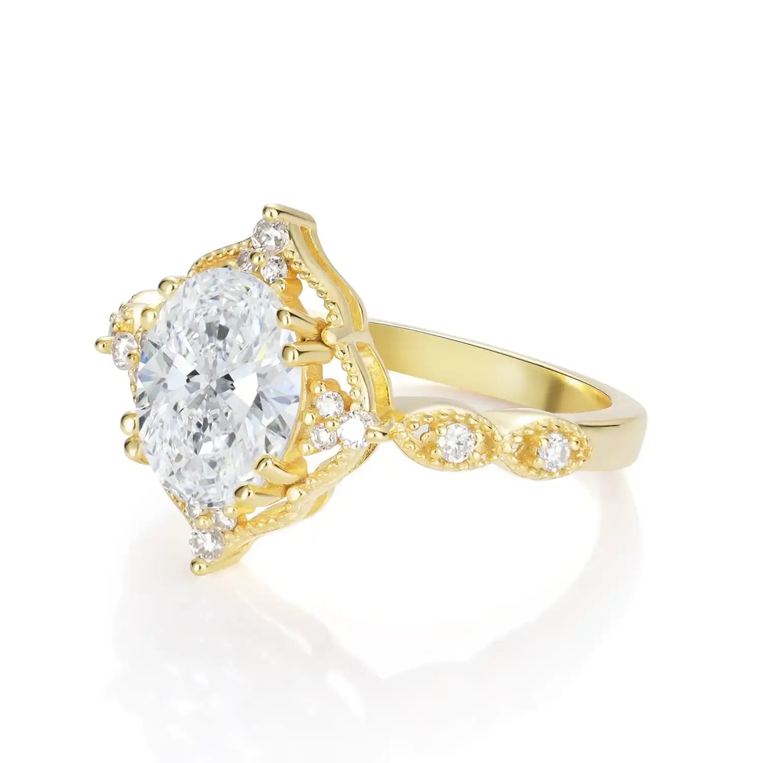 Vintage Luxury Style 1.75CT Oval Cut Moissanite Diamond Engagement Ring