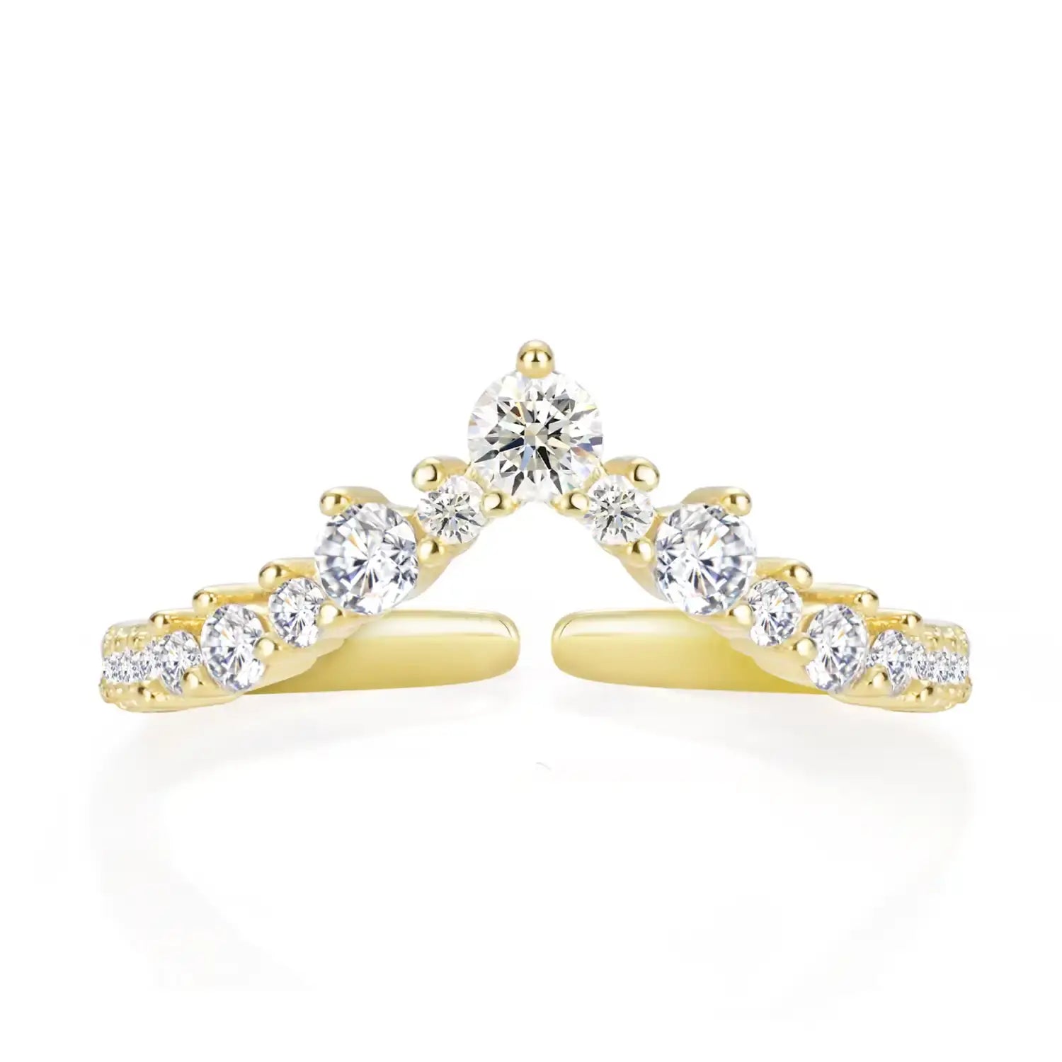 Vintage Luxury Style V-Shaped Moissanite Diamond Wedding Band