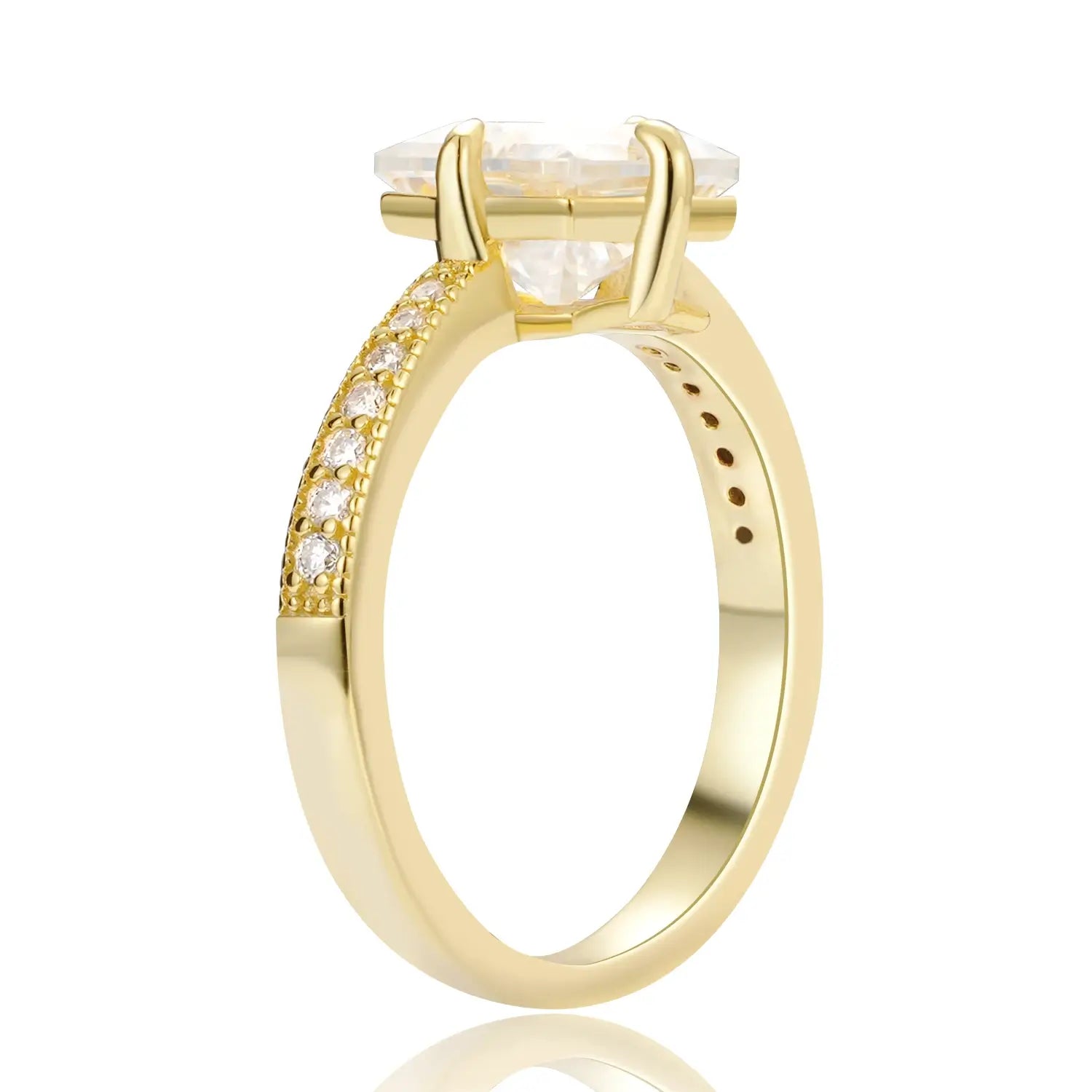 Princess cut Engagement Ring Compass Setting Moissanite Diamond
