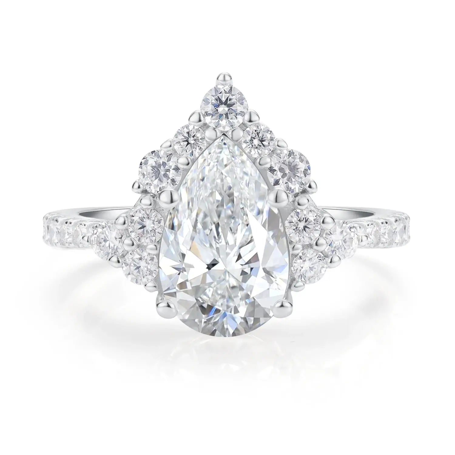 Luxury Style Pear Cut Moissanite Diamond Engagement Ring Bridal Ring Set