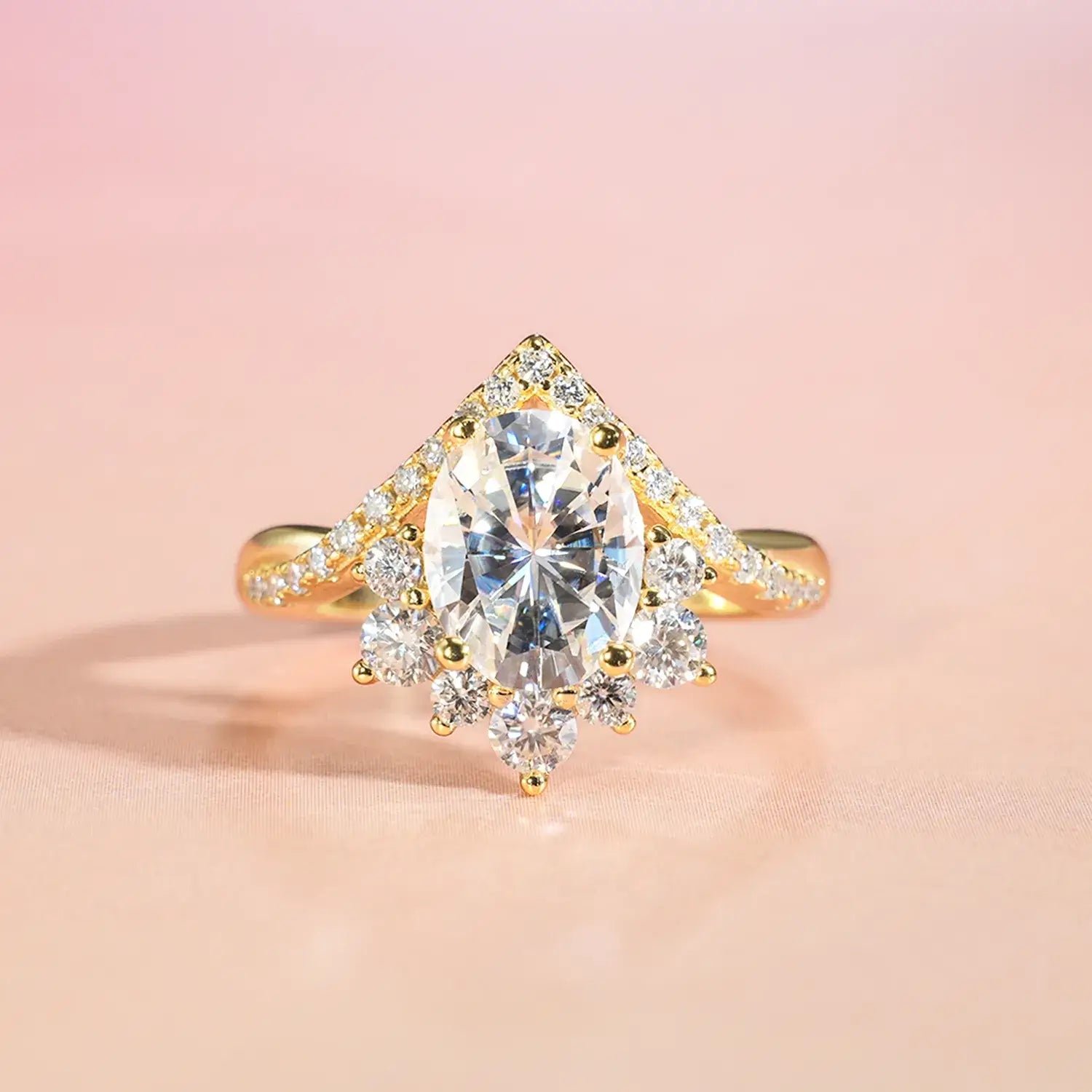 3CT Oval Cut Moissanite Diamond Engagement Ring Luxury Bridal Ring Set