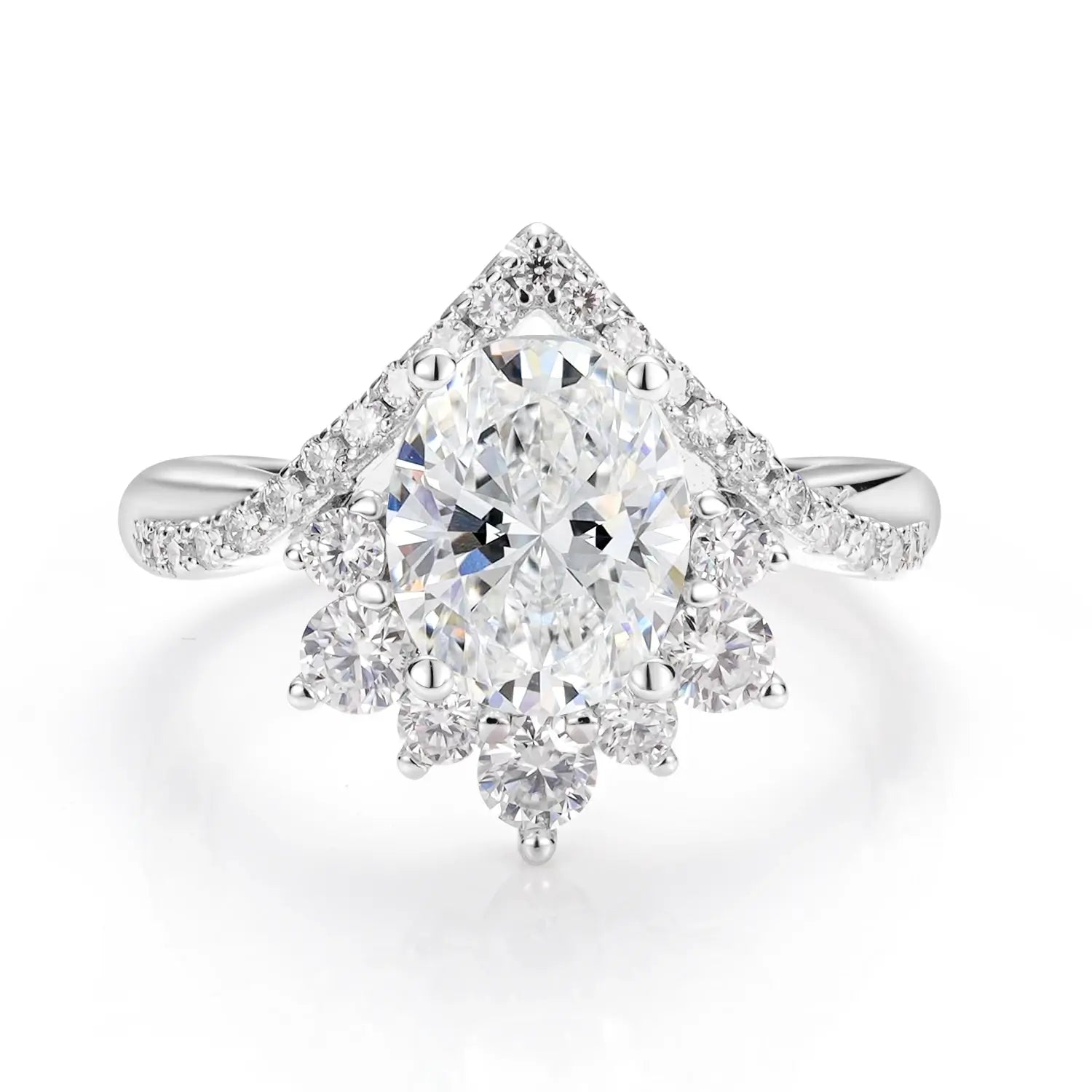 3CT Oval Cut Moissanite Diamond Engagement Ring Luxury Bridal Ring Set