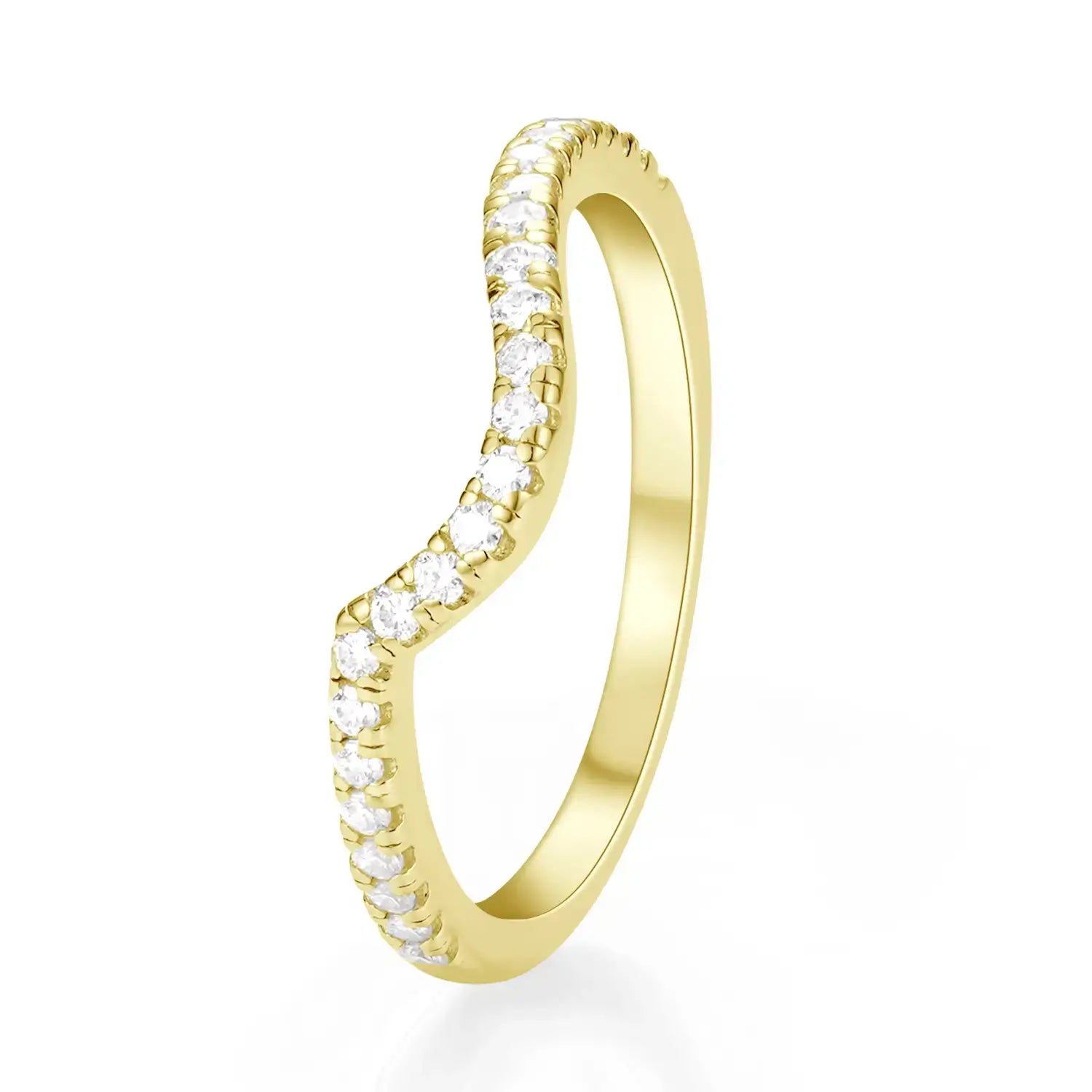 Stackable Crescent Shape Wedding Bands Rings Moissanite Diamond