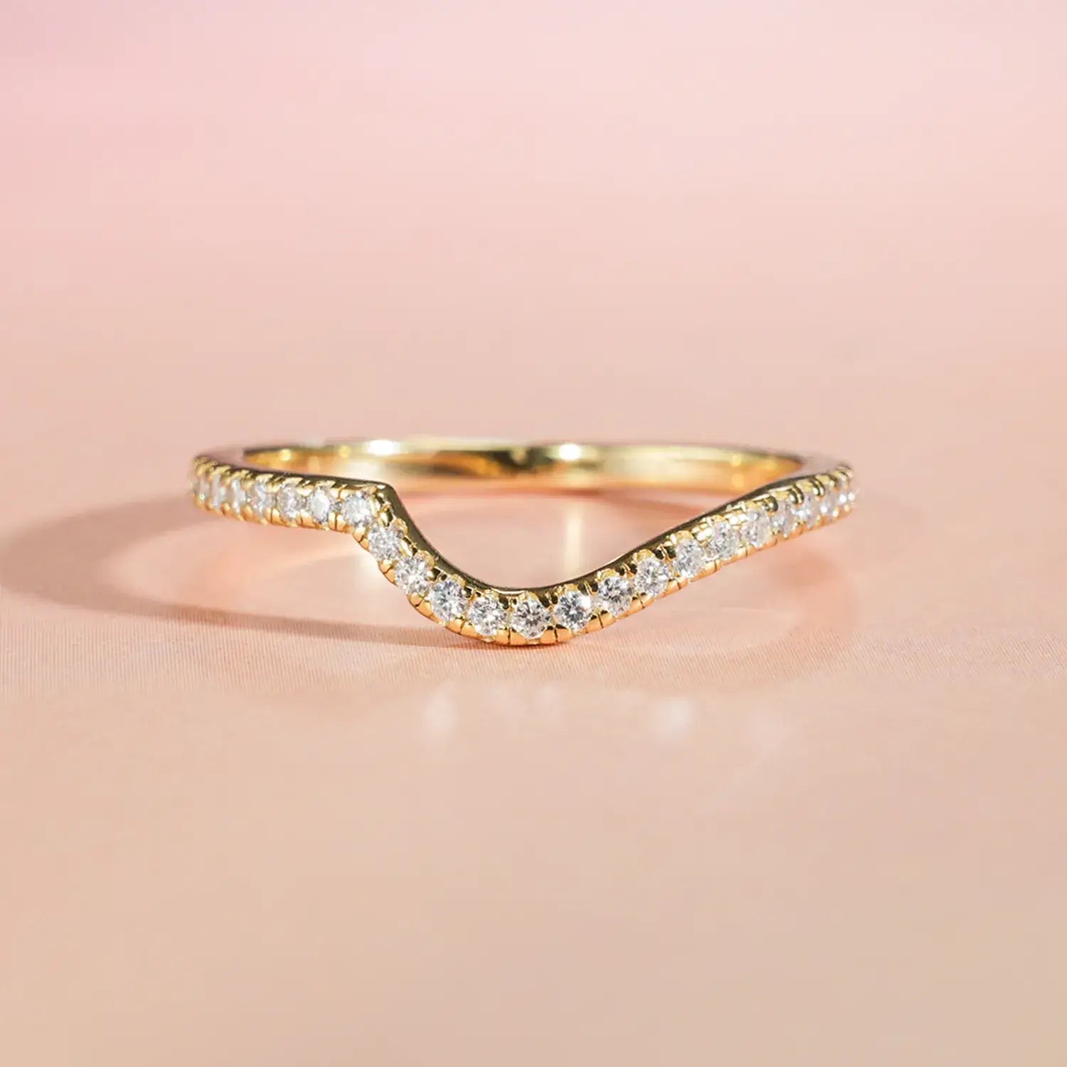 Stackable Crescent Shape Wedding Bands Rings Moissanite Diamond