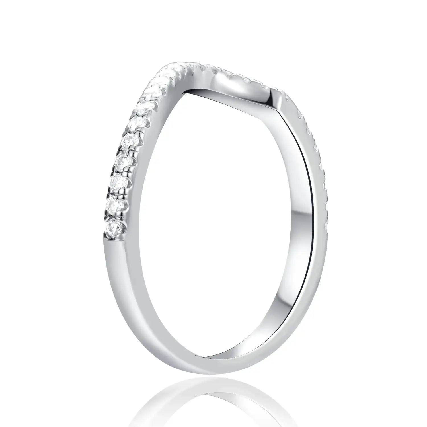 Stackable Crescent Shape Wedding Bands Rings Moissanite Diamond