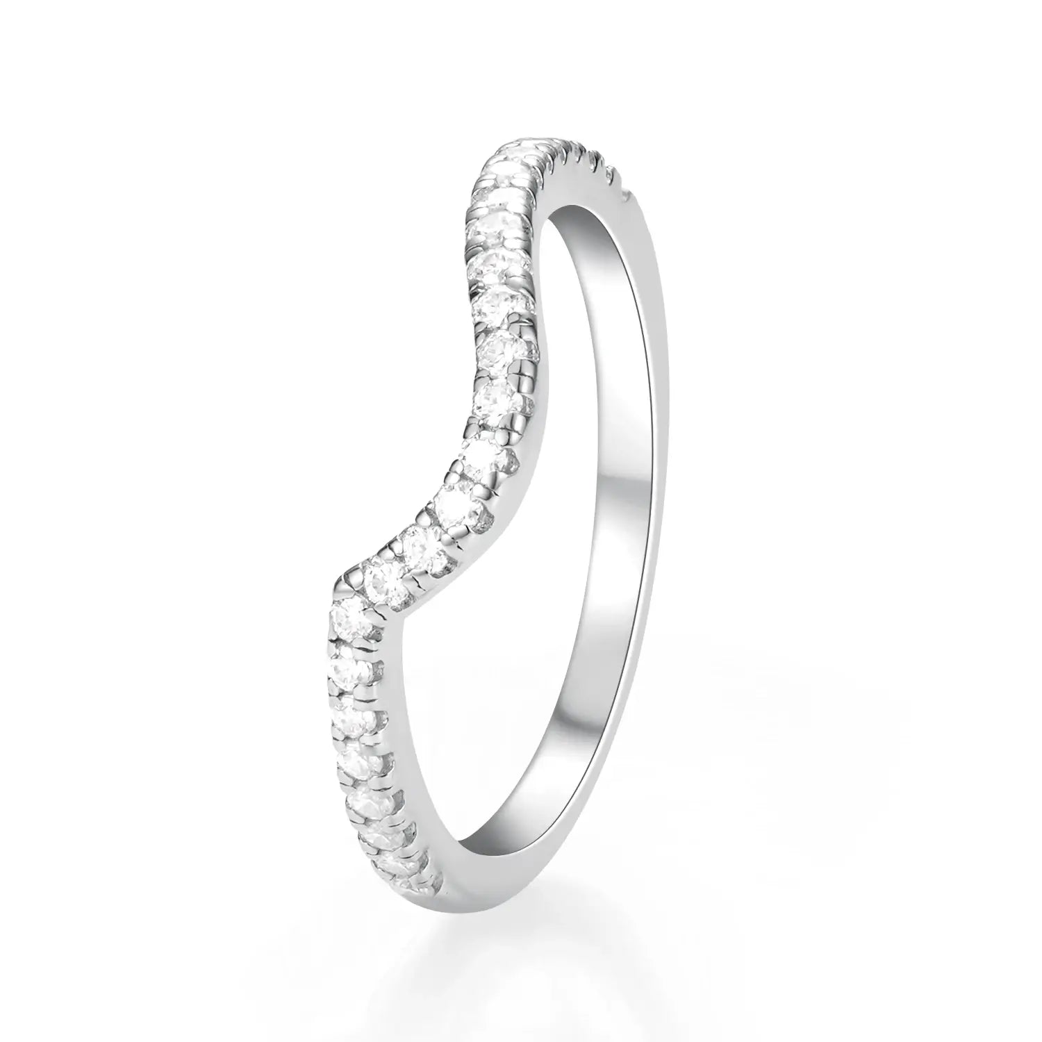 Stackable Crescent Shape Wedding Bands Rings Moissanite Diamond