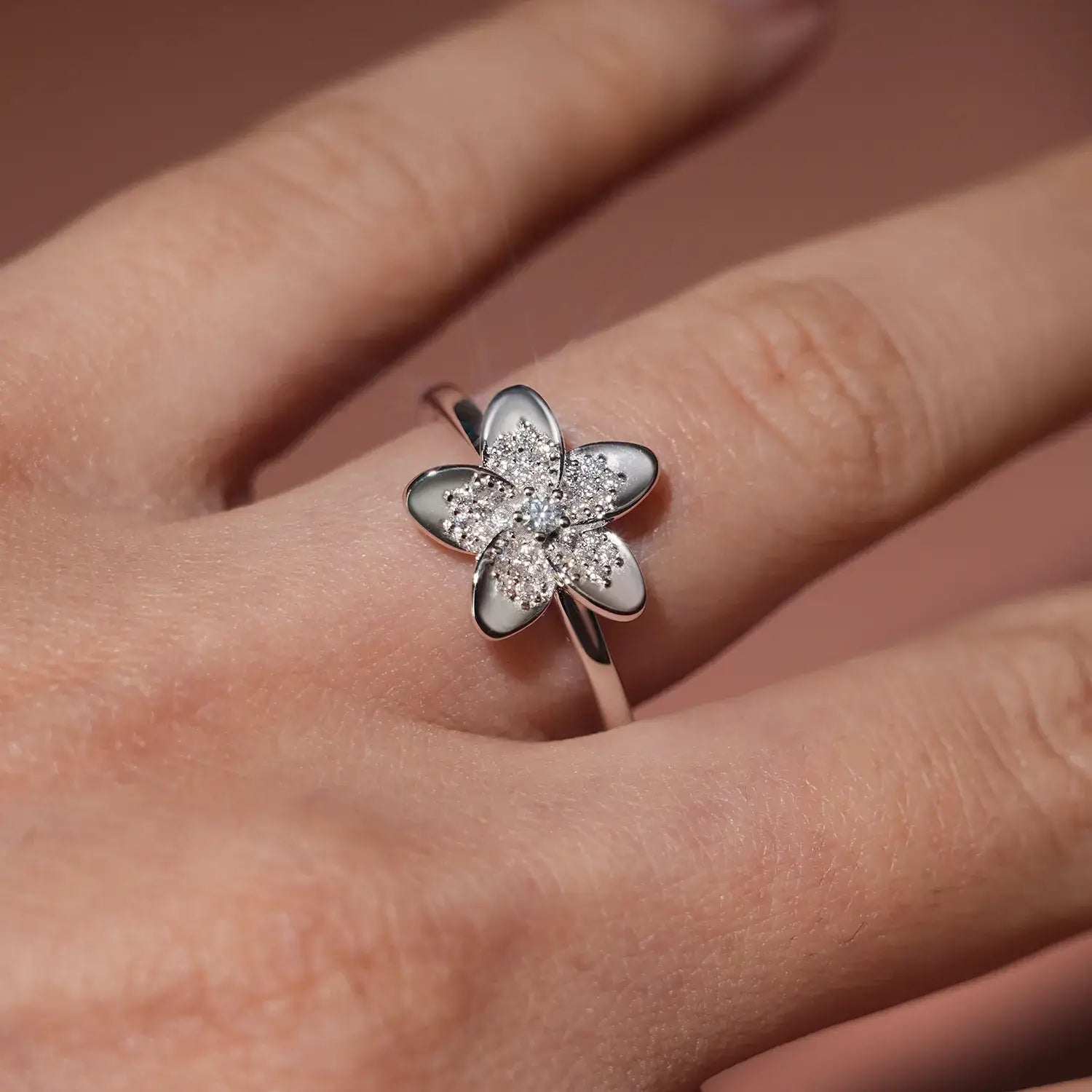 Plumeria Moissanite Diamond Fashion Vacation Ring 14K Gold Plated
