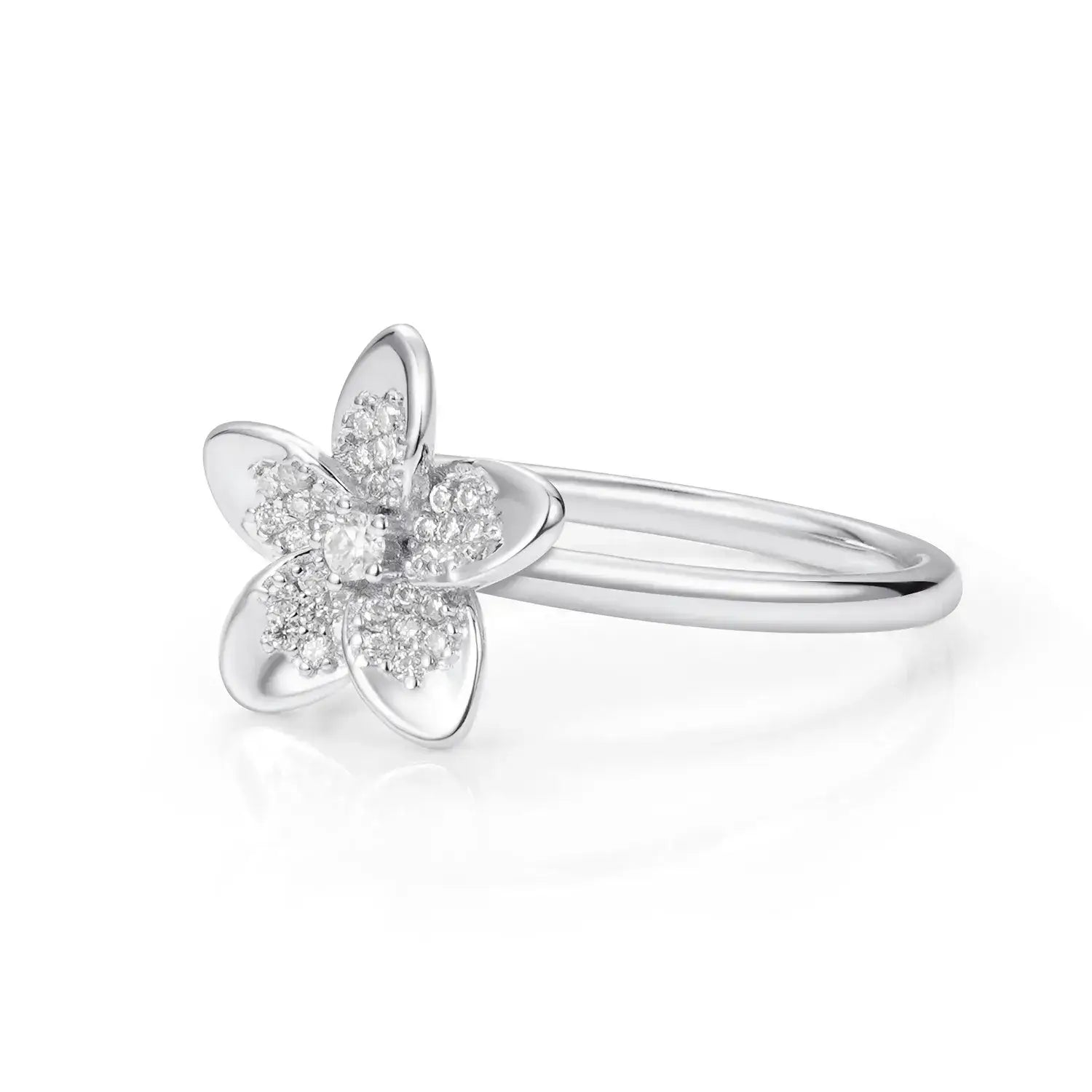 Plumeria Moissanite Diamond Fashion Vacation Ring 14K Gold Plated
