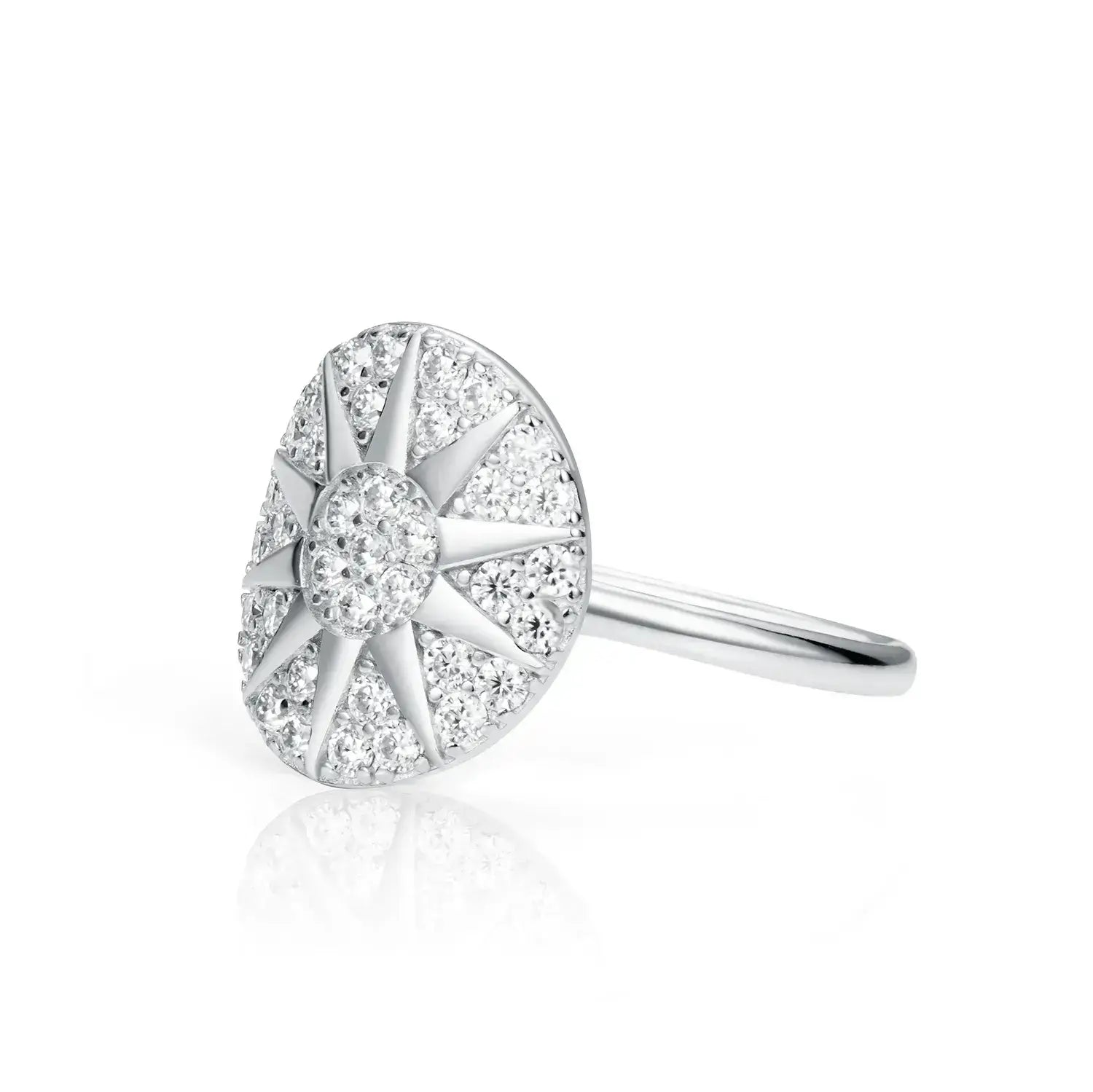 Sparkle Sunburst Moissanite Diamond Vacation Ring 14K Gold Plated