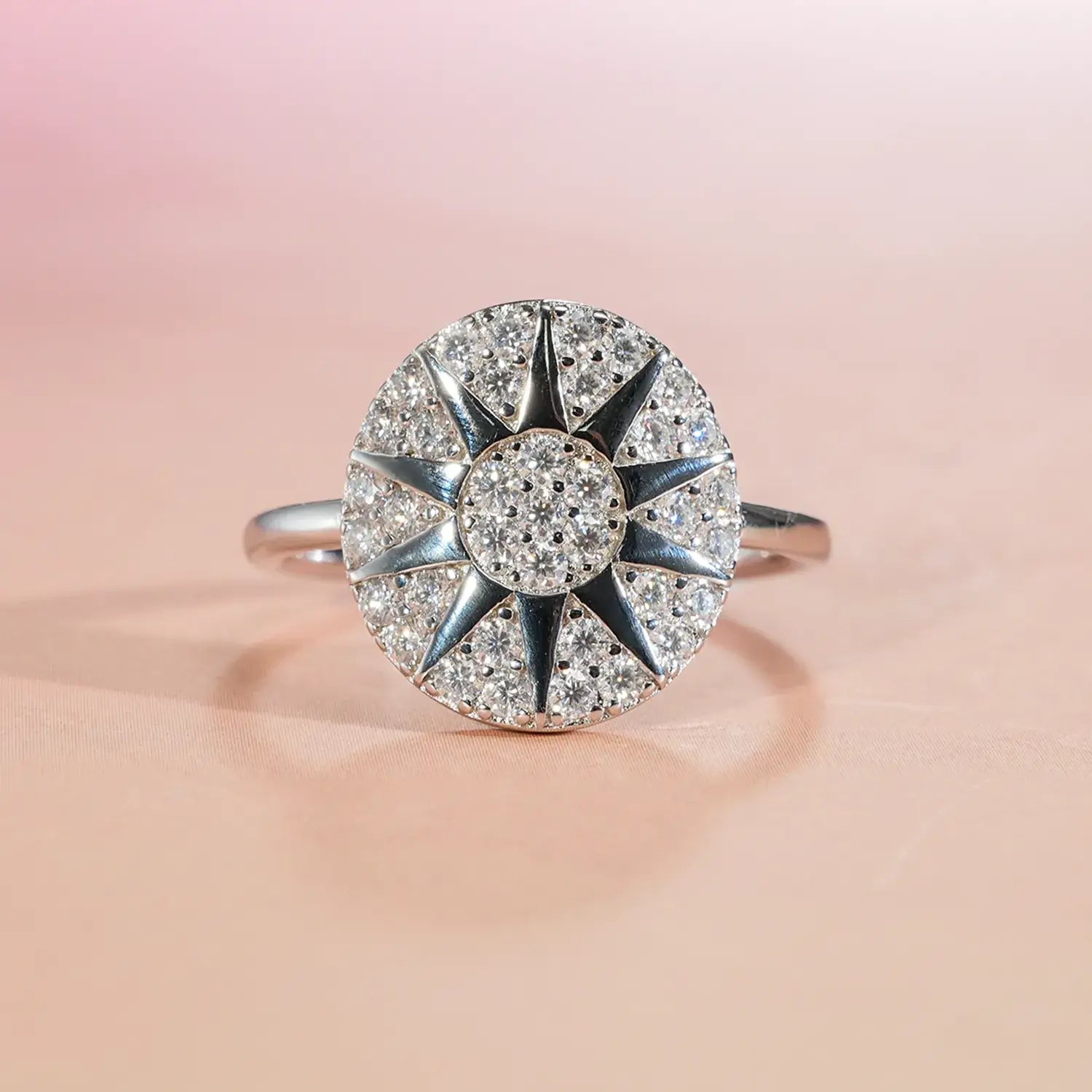 Sparkle Sunburst Moissanite Diamond Vacation Ring 14K Gold Plated