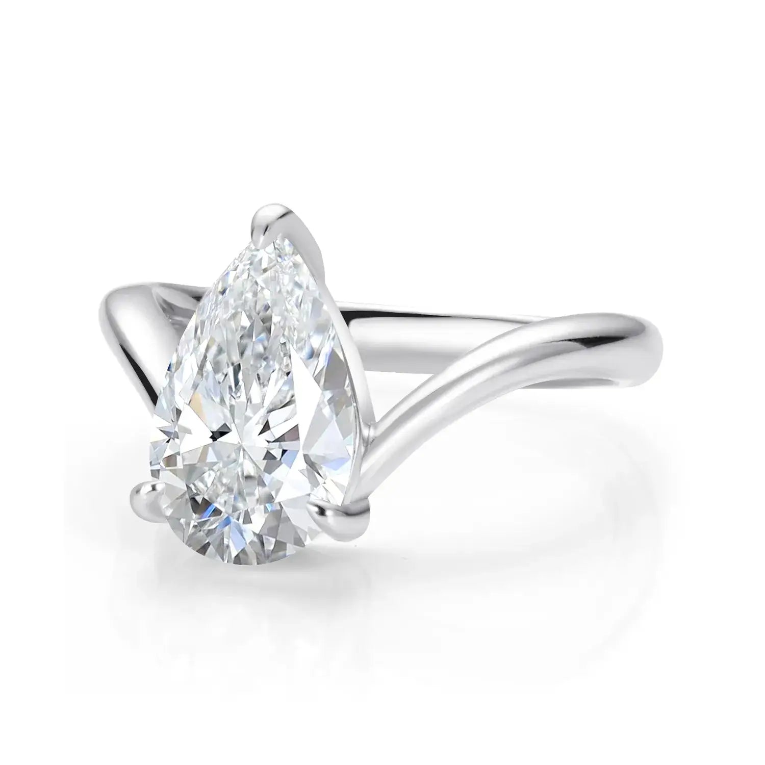 Chevron Pave Cut Moissanite Diamond Solitaire Engagement Ring
