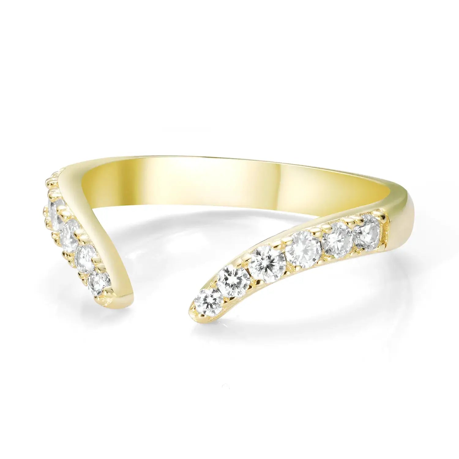 Curved Band Moissanite Diamond Pave Band Wedding Ring