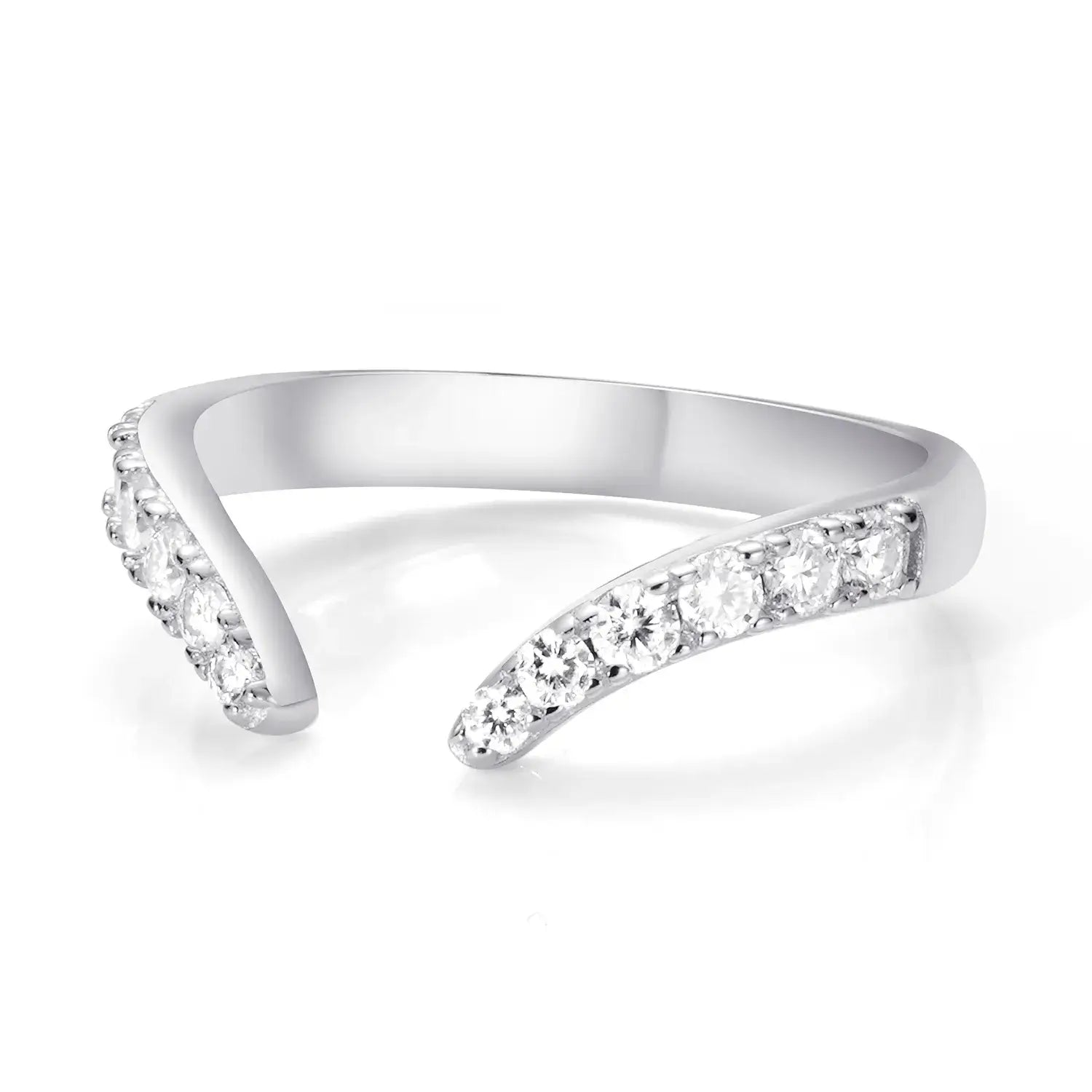 Curved Band Moissanite Diamond Pave Band Wedding Ring
