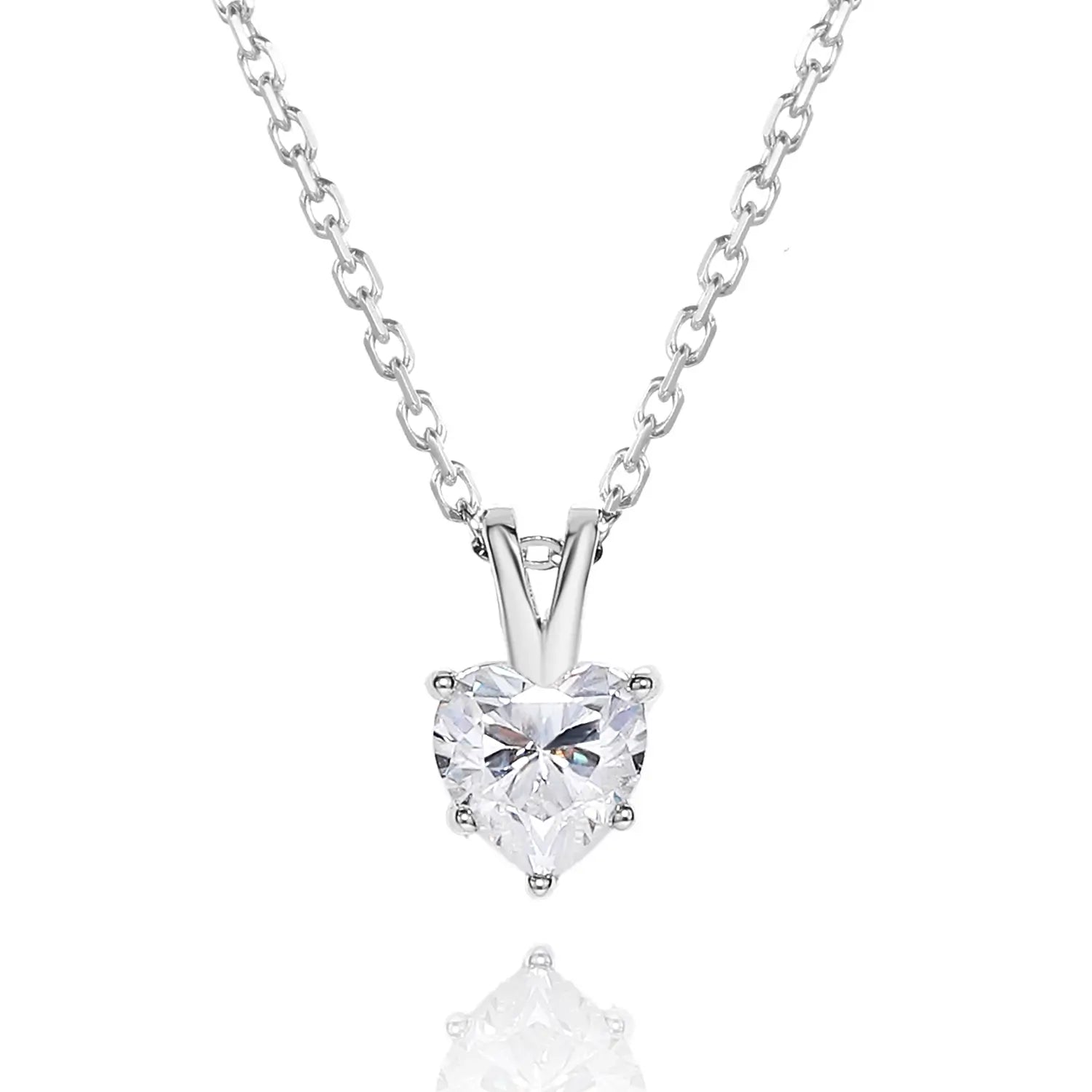 14K Gold Plated 1CT Heart Shaped Moissanite Solitaire Necklace