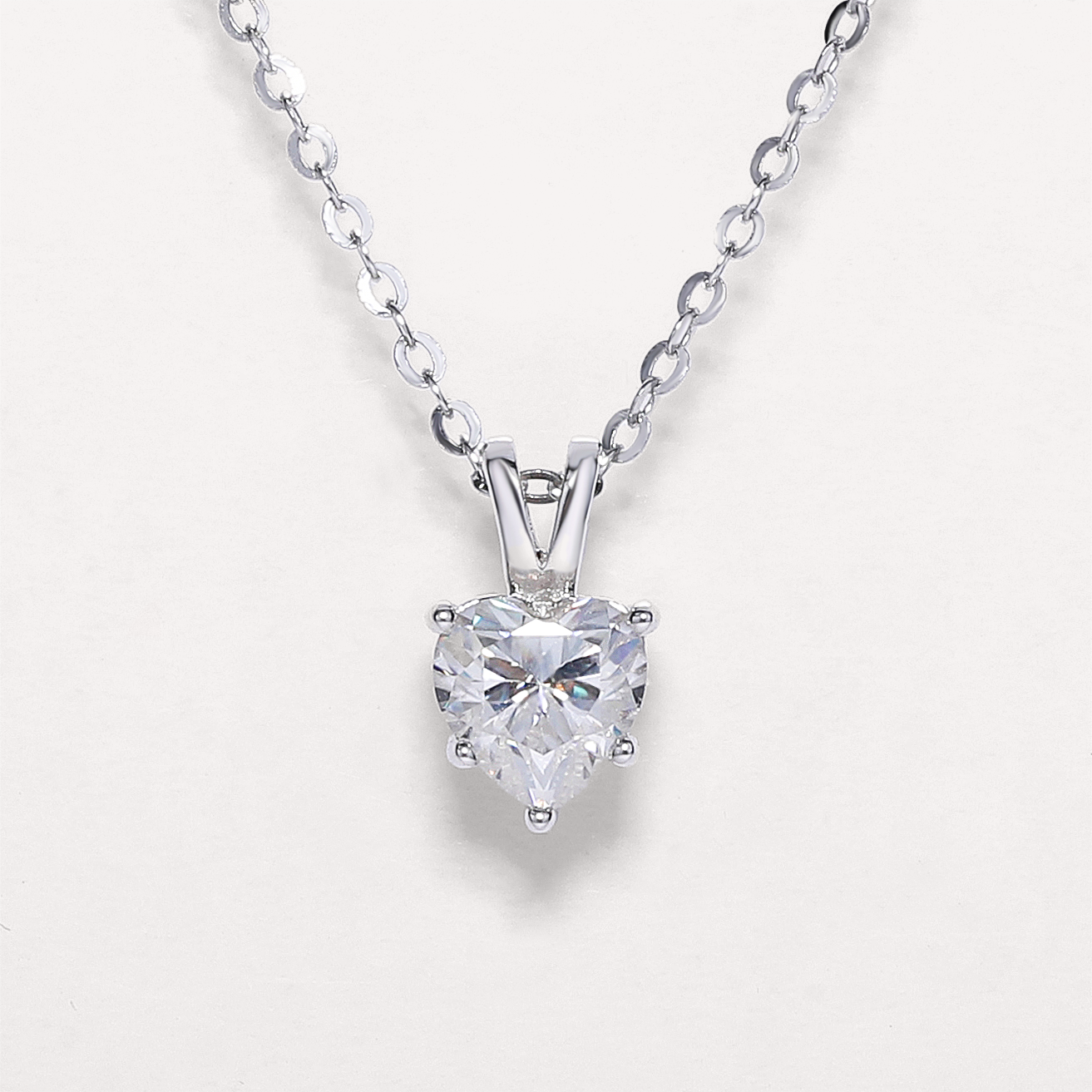 Heart Shaped Moissanite Solitaire Necklace