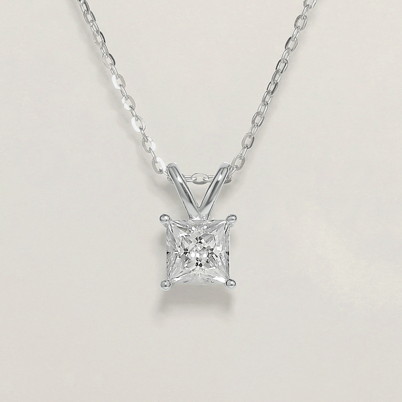 1CT Classic Princess Moissanite Pendant