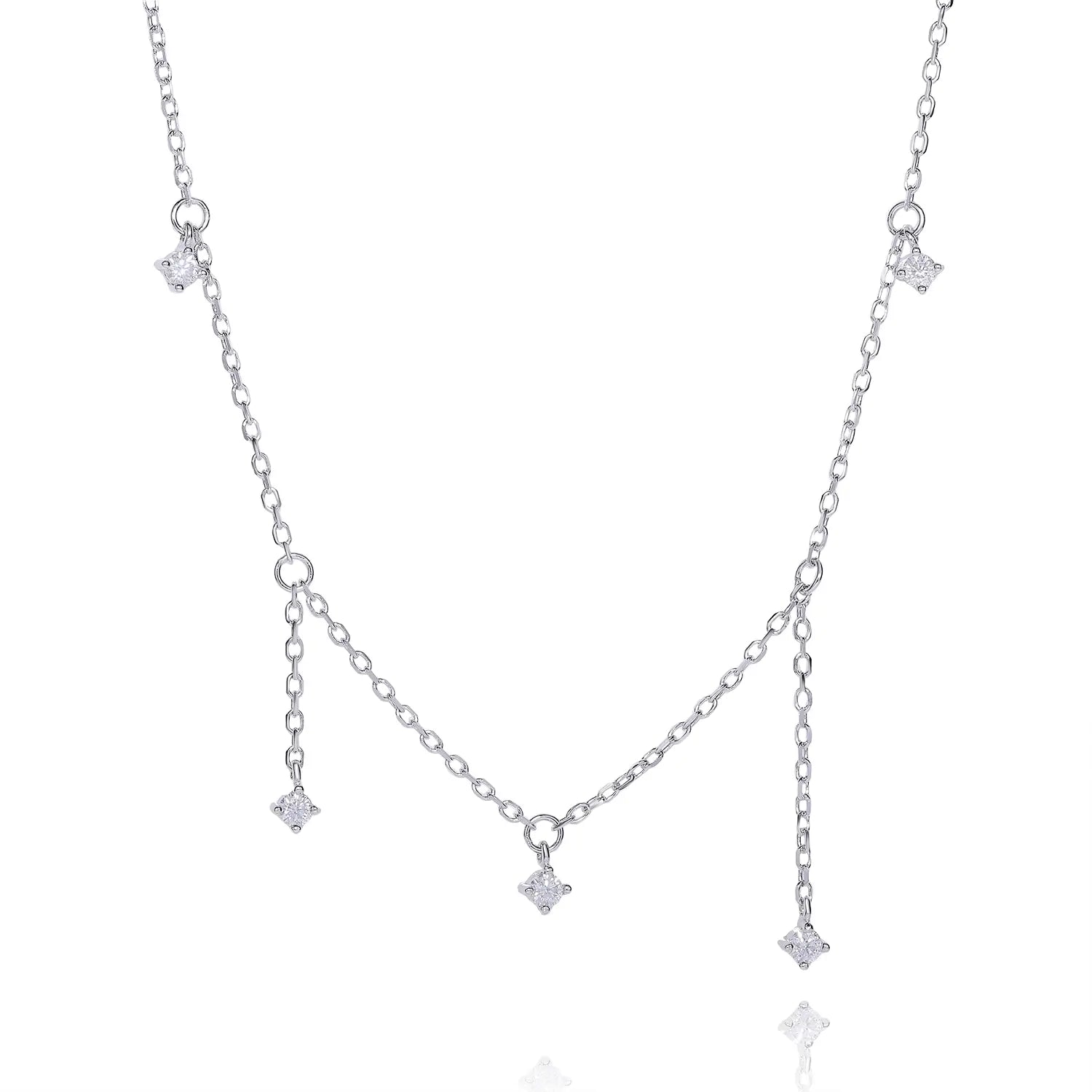 0.75ct Princess Moissanite Adjustable Chain Necklace