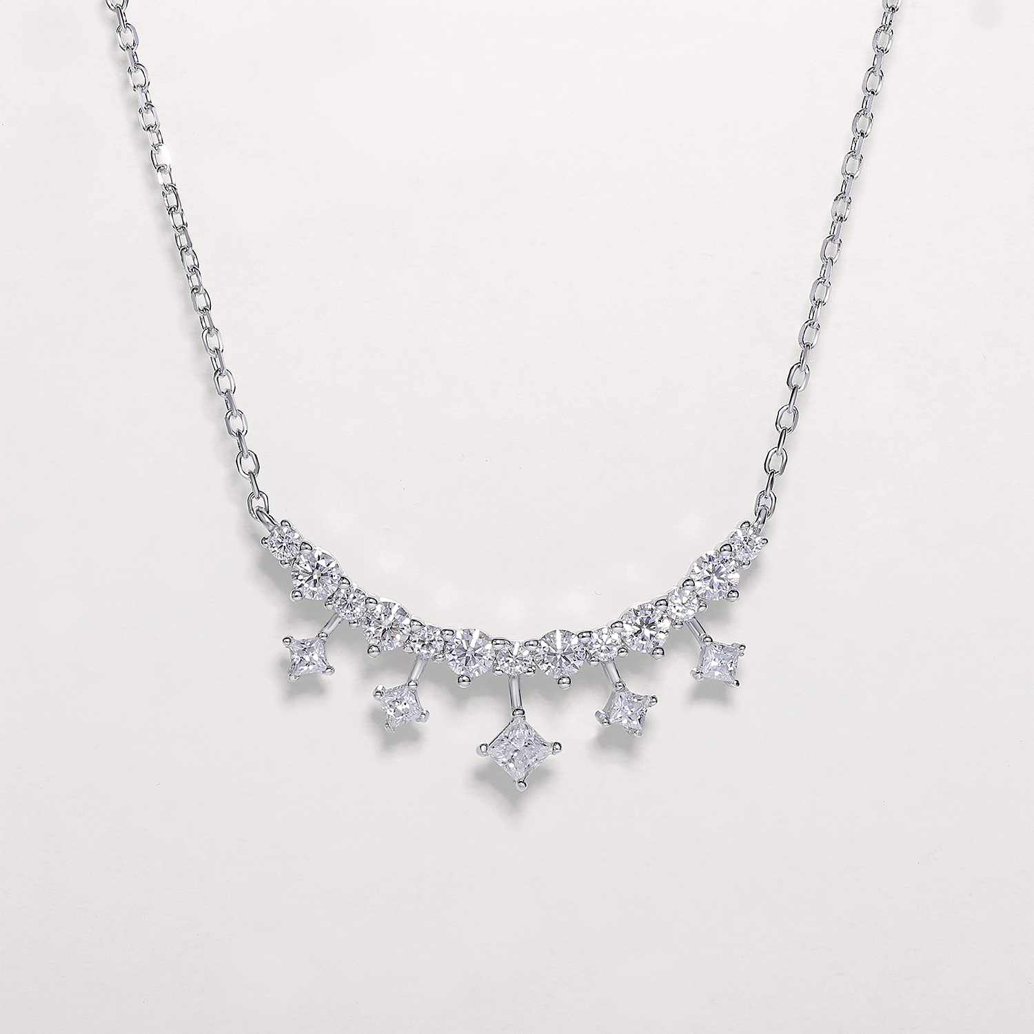 14K Gold Plated Radiant Orbit Moissanite Necklace