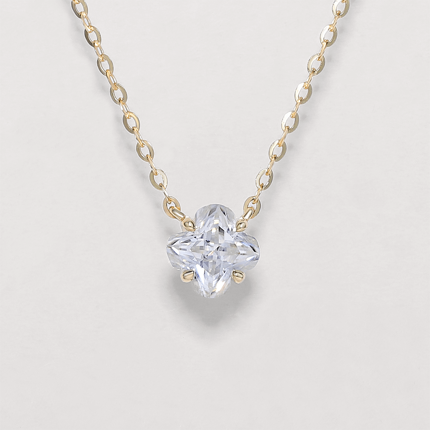 14K Gold Plated Flourish Charm 1 CT Moissanite Necklace