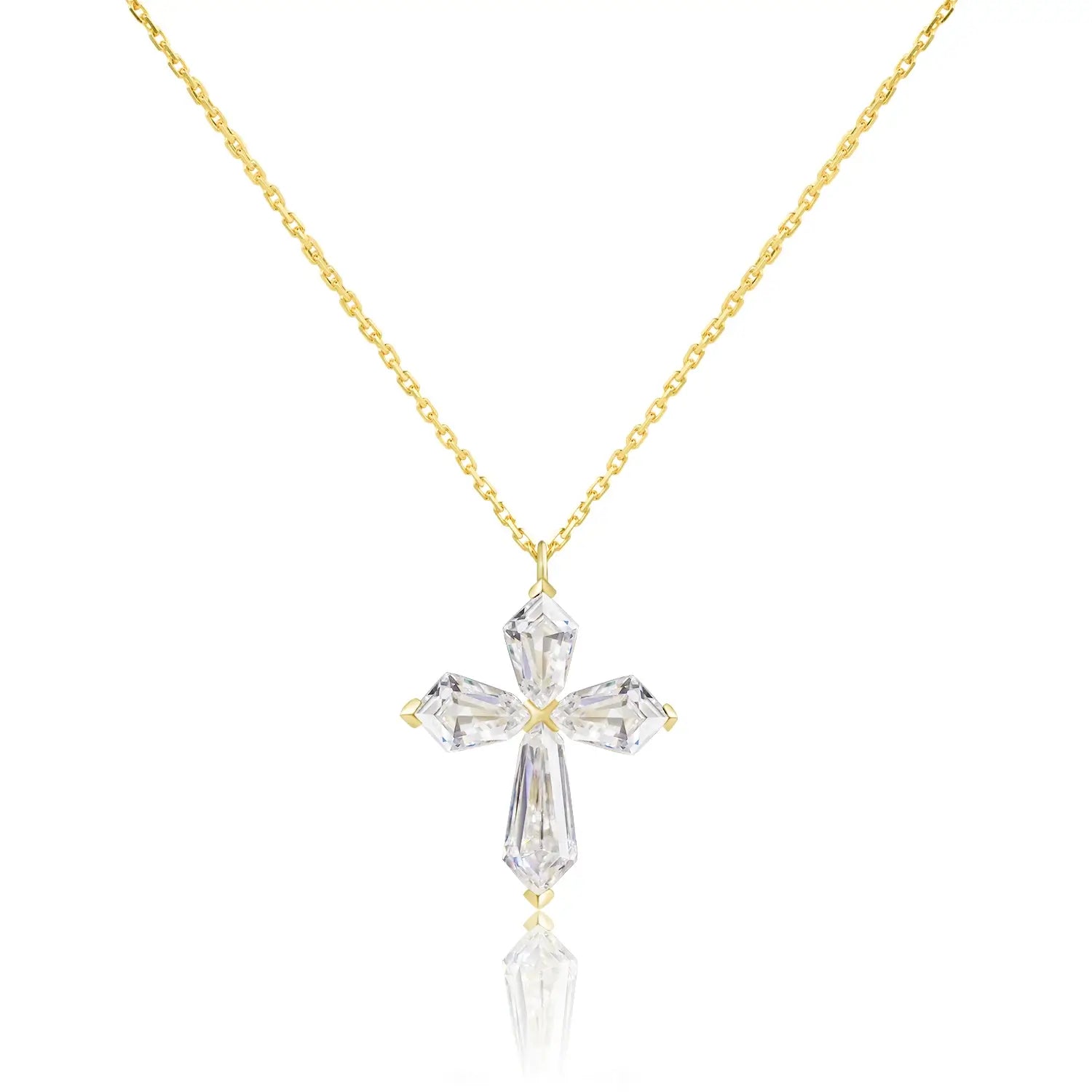 Cross Arrow Shape Moissanite Diamond Pendant Necklace