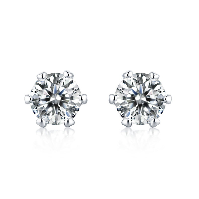 Classic Round Moissanite Butterfly Back Earrings