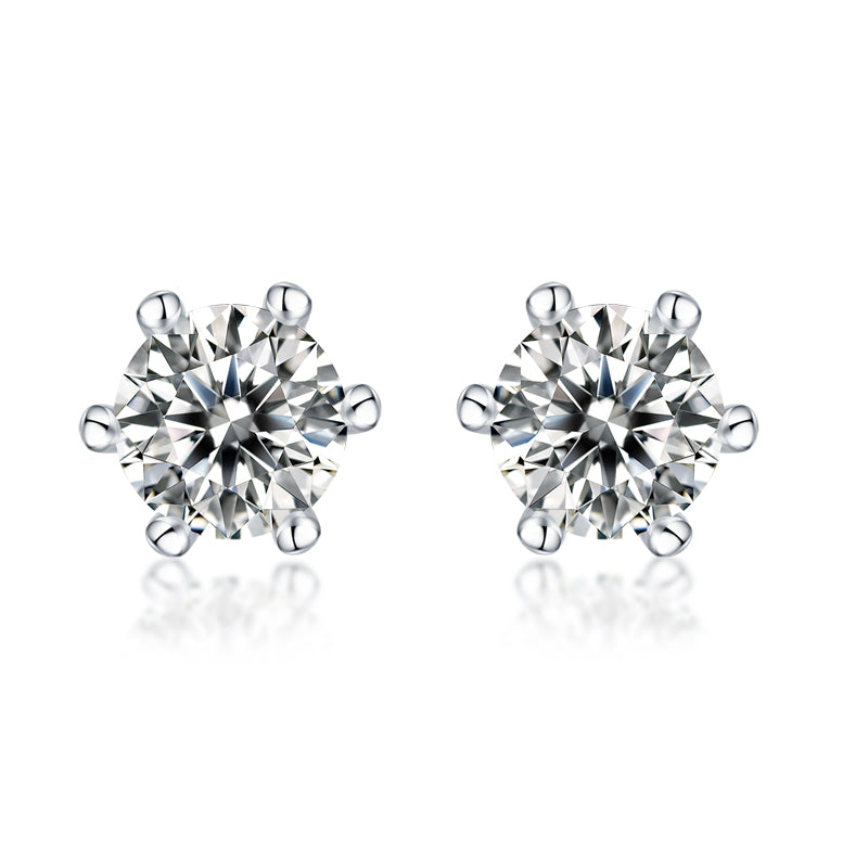 Classic Round Moissanite Butterfly Back Earrings