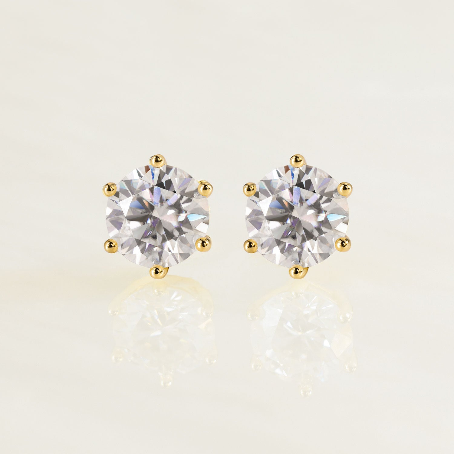 Classic Round Moissanite Butterfly Back Earrings