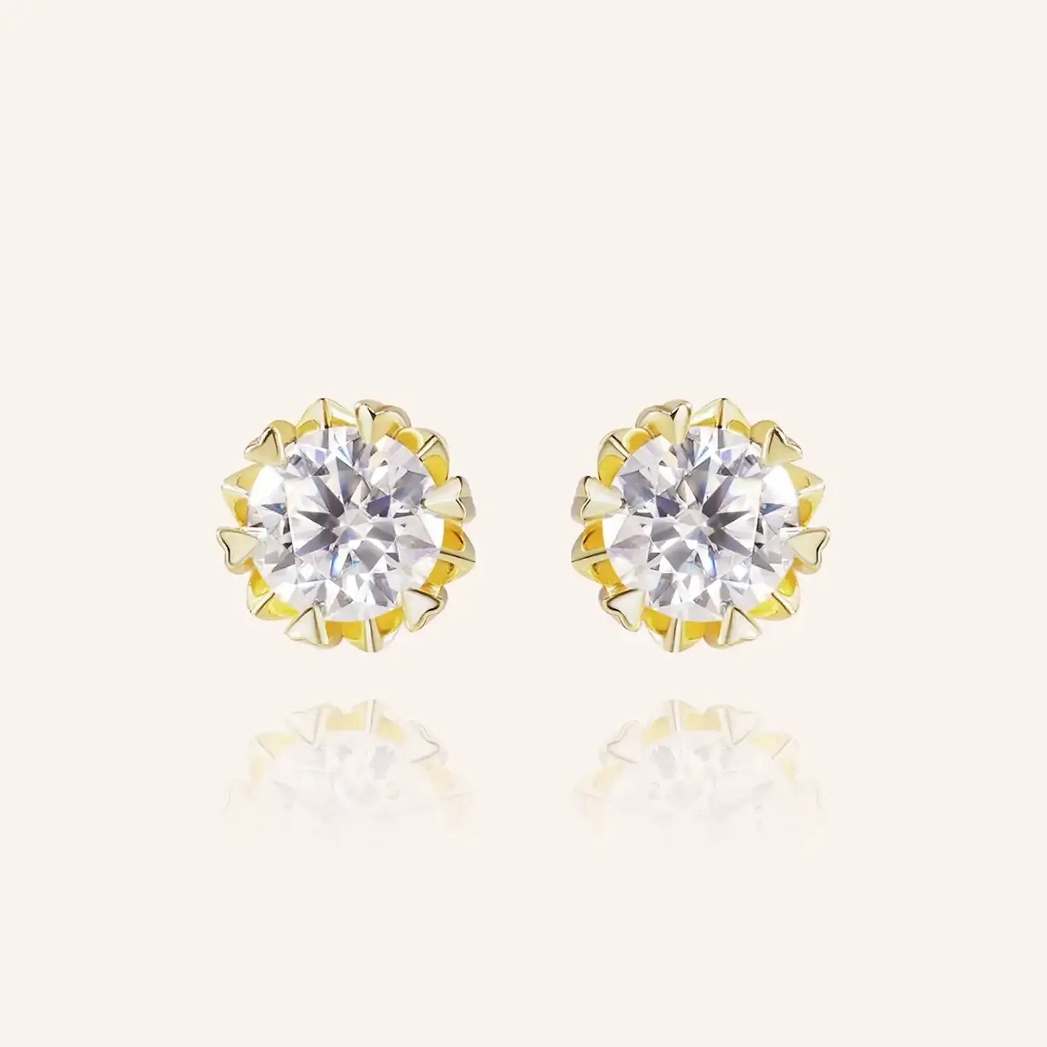Sparkling Sun Round Cut Moissanite Butterfly Back Earrings