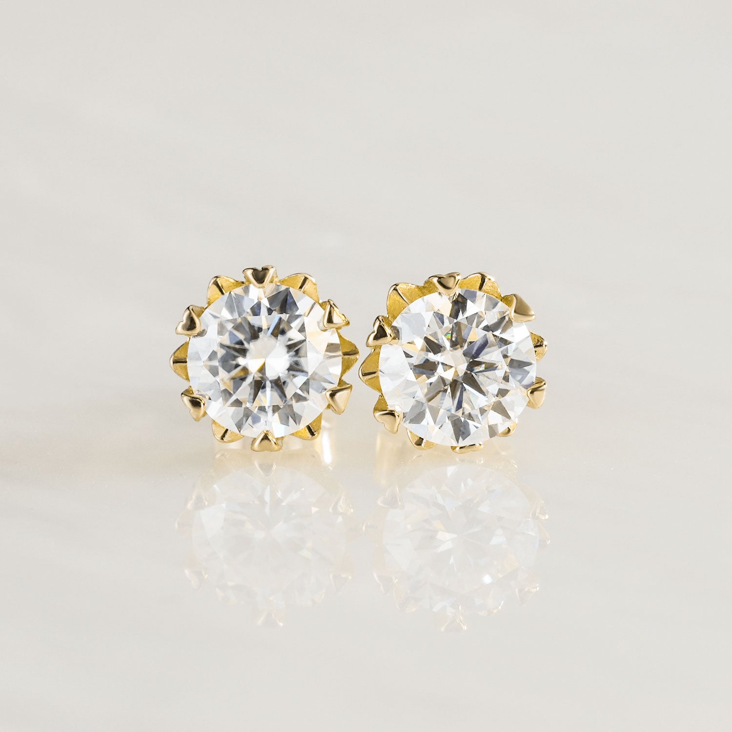 Sparkling Sun Round Cut Moissanite Butterfly Back Earrings