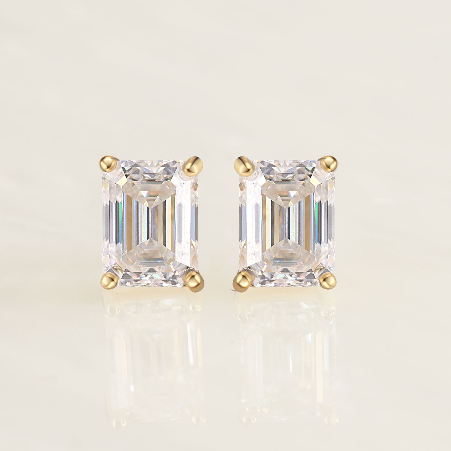 Classic Emerald Cut Moissanite Butterfly Back Earrings