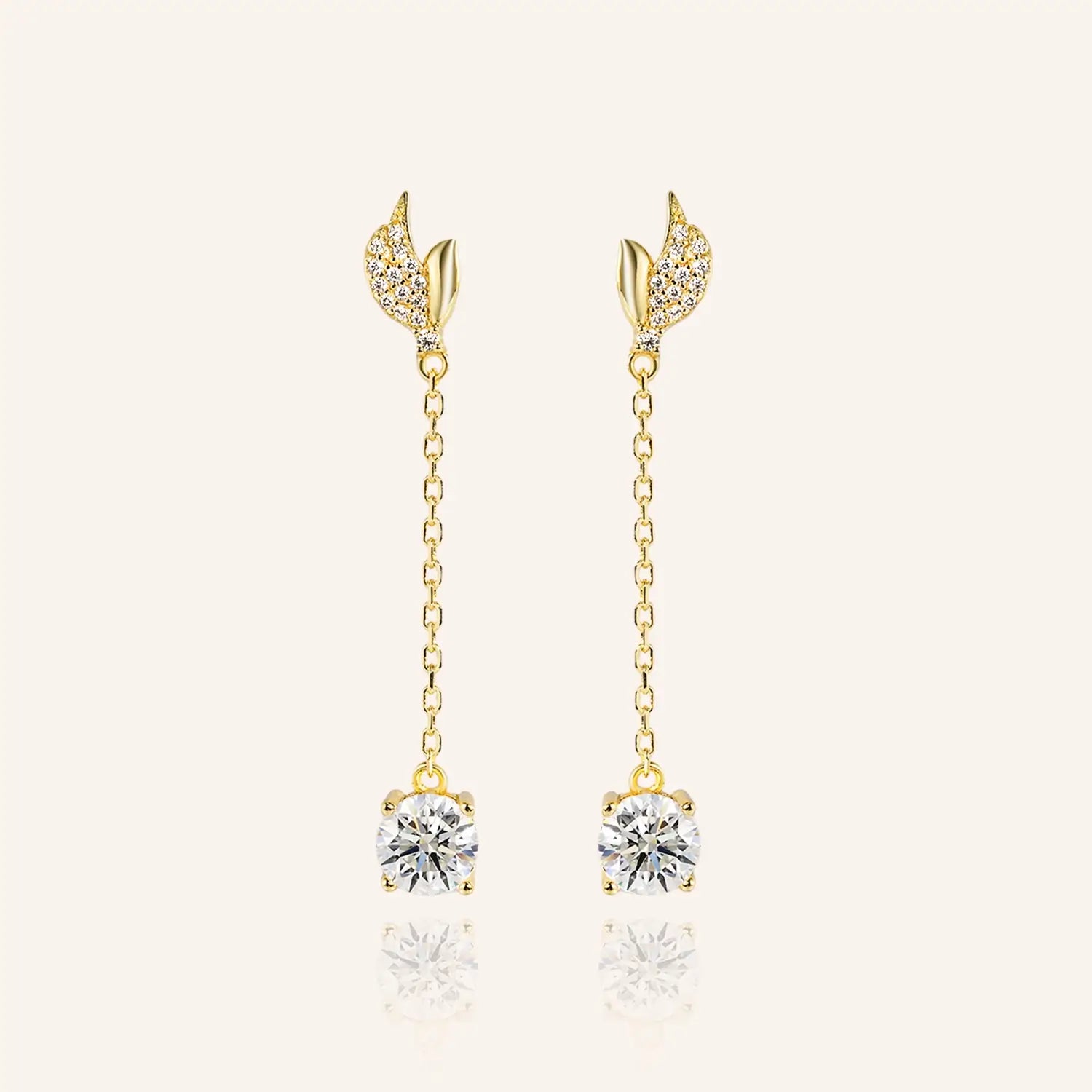 1CT Angel Wings Moissanite Hoop Earrings