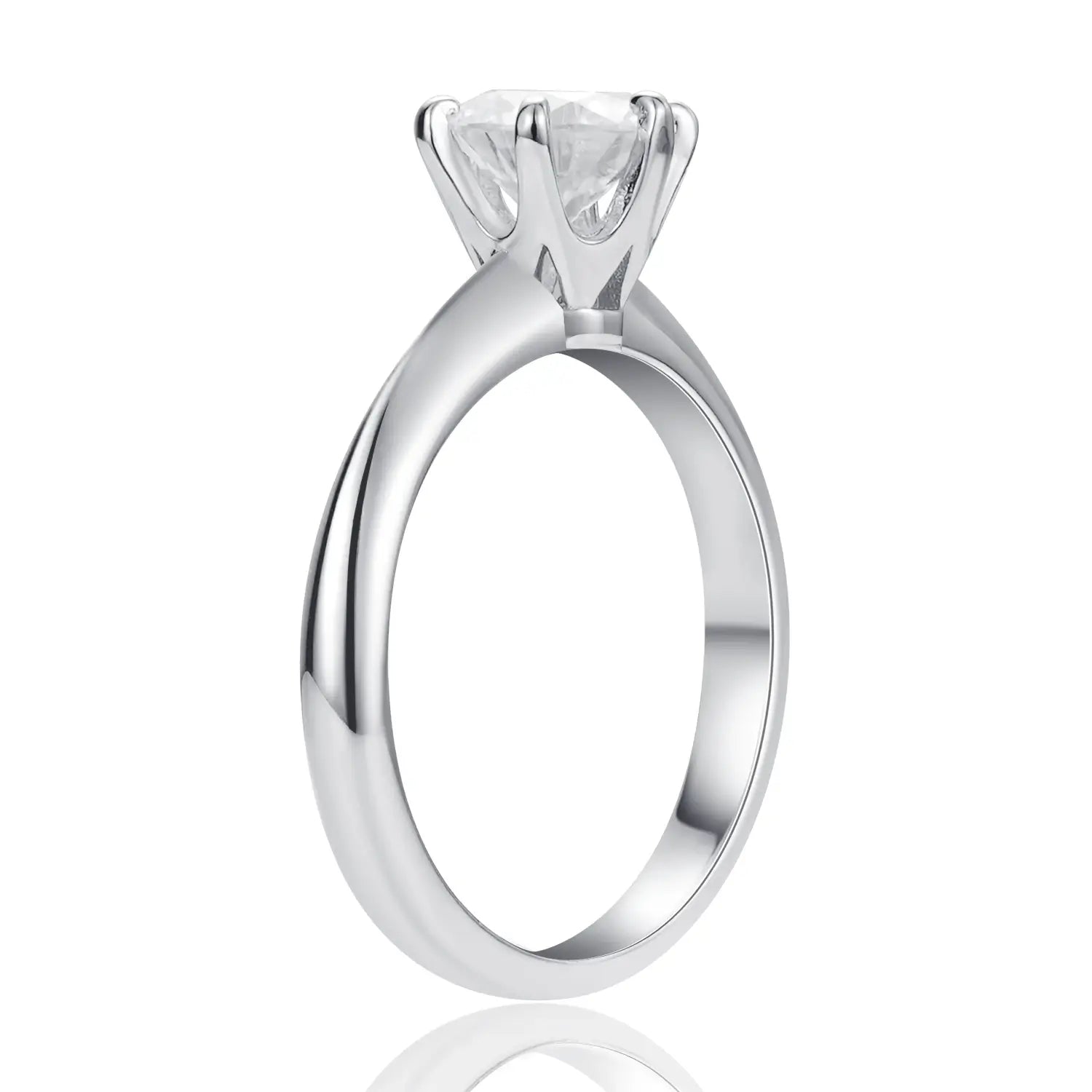 1CT Round Cut Classic Six-Prong Moissanite Diamond Engagement Ring