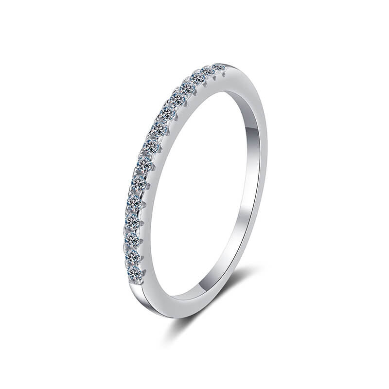 Moissanite Full Eternity Thin Wedding Band Ring