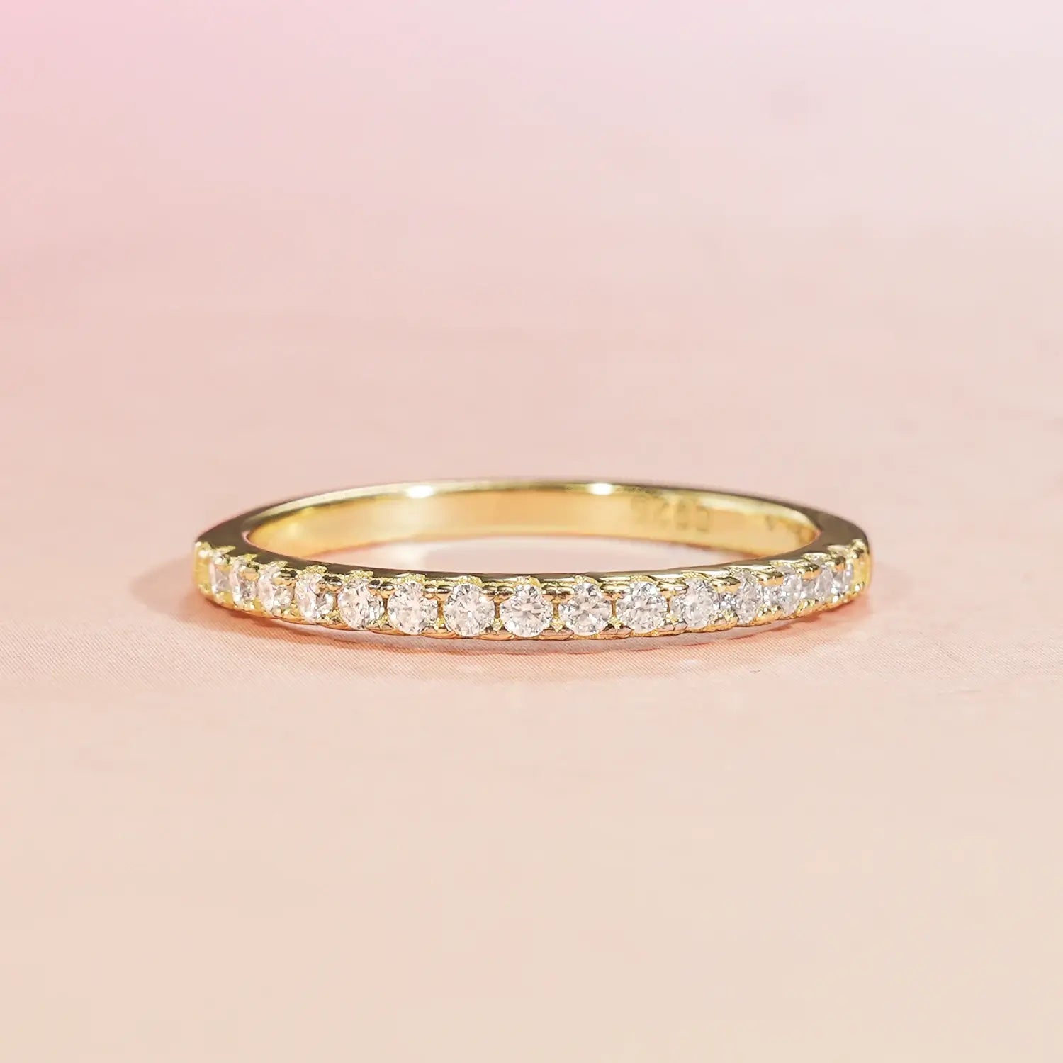 Moissanite Halfway Eternity Thin Wedding Band Ring